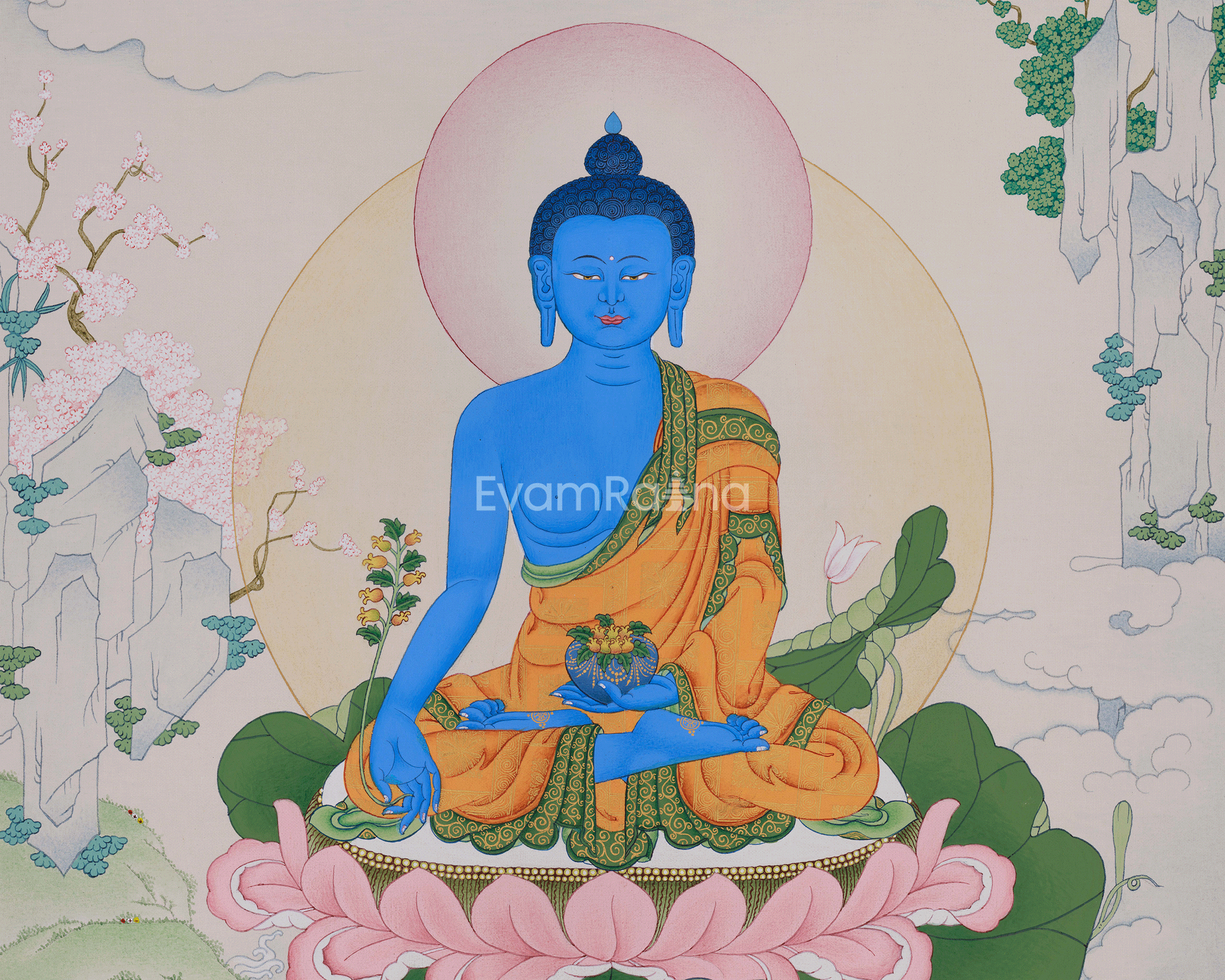 Bhaisajyaguru Thangka Print | Medicine Buddha of Healing and Protection