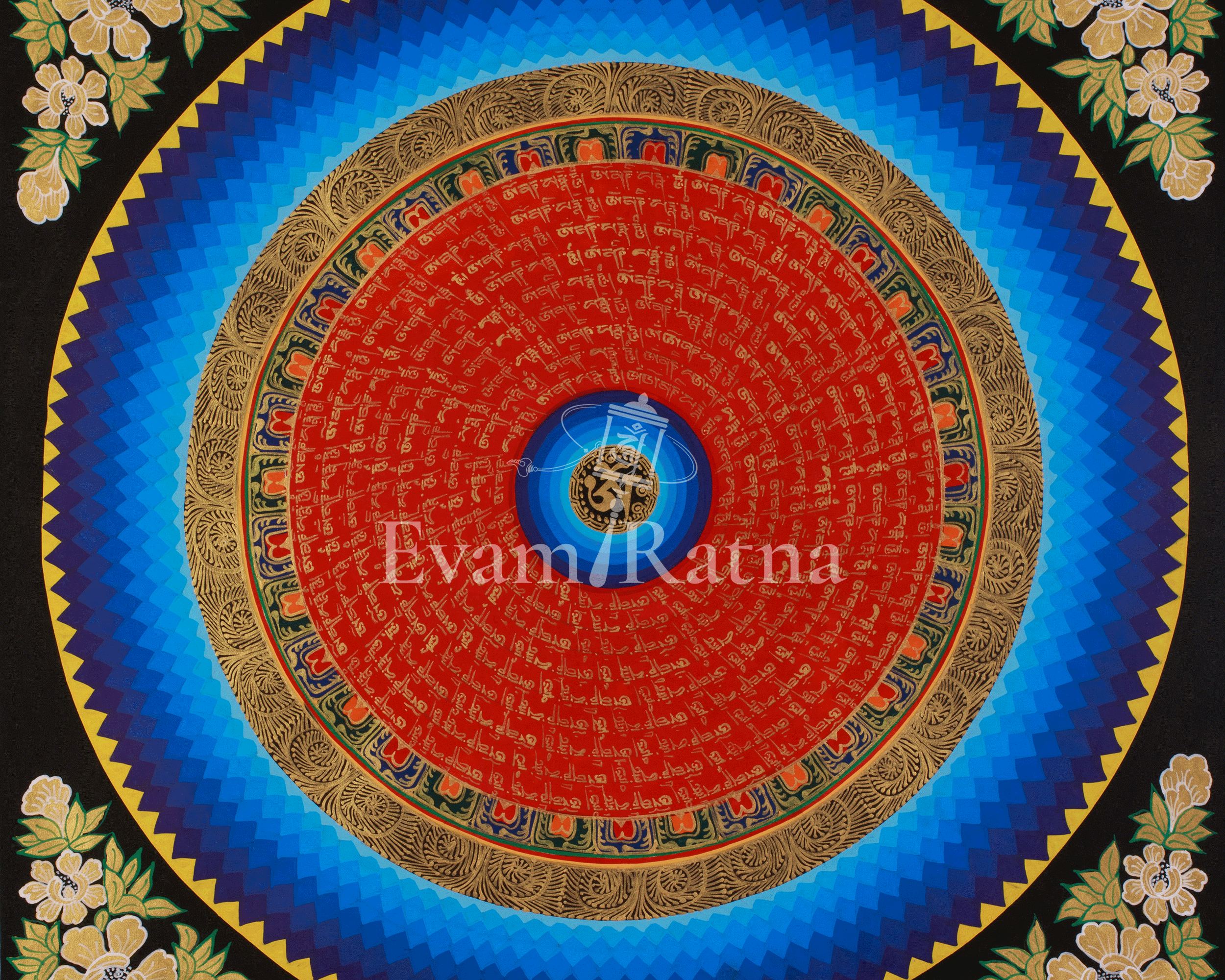 Spiritual Mantra Mandala Art | Meditation Altar | Sacred Thangka