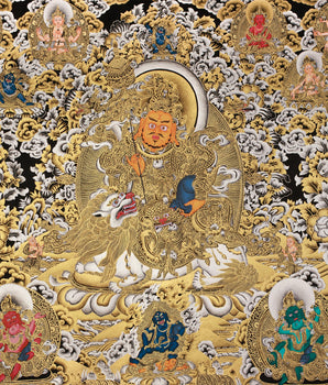 Rare Five Dzambhalas Thangka Masterpiece | Pure Silver & Gold Splendor