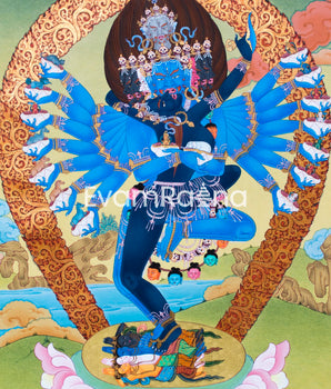 Tibetan Hevajra Thangka | Wrathful Hevajra Deity | Buddhist Decor