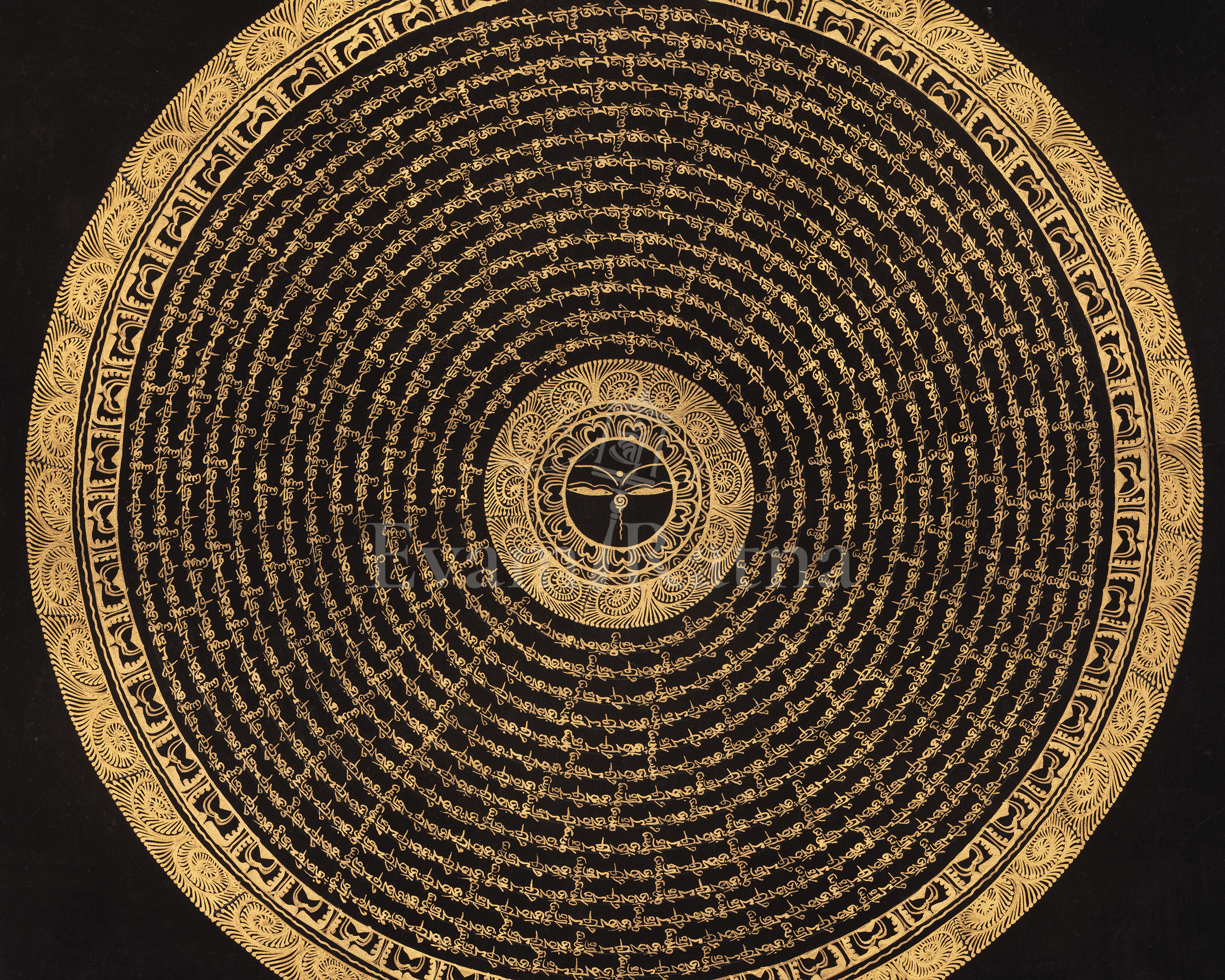 Auspicious Mantra Mandala Art | Sacred Circle of Enlightened Wisdom