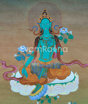 Green Tara Thangka For Meditation | Mother Tara Goddess | Buddhist Wall Decors