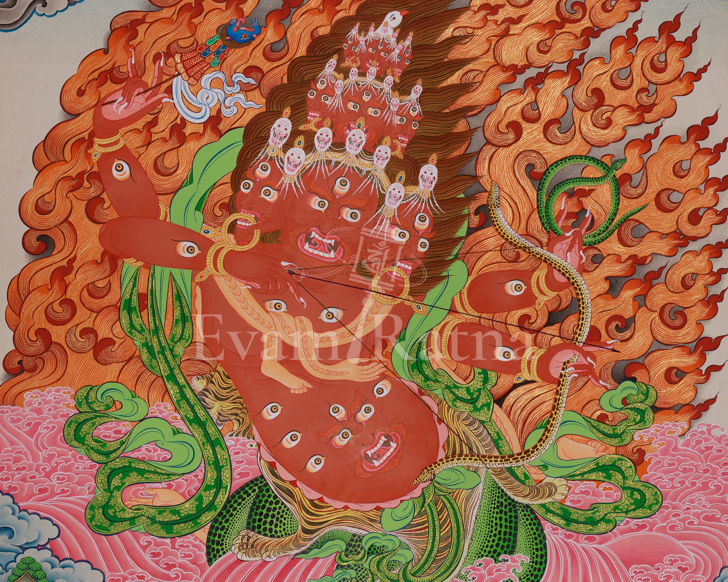 Sacred Rahula Thangka | Removing Obstacles and Negative Forces