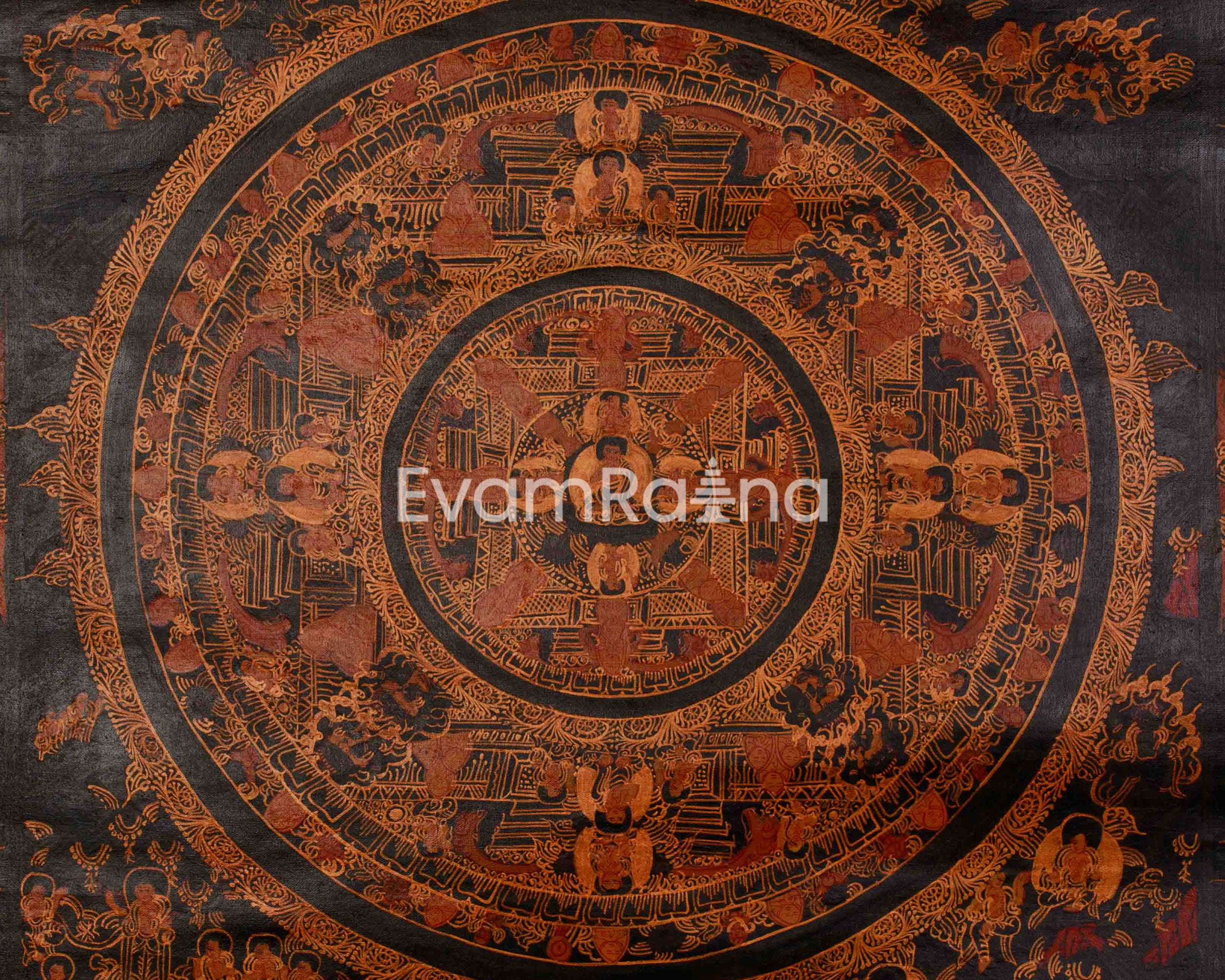 Buddha Mandala Spiritual Thangka | Tibetan Buddhist Meditation Art | Sacred Wall Decor