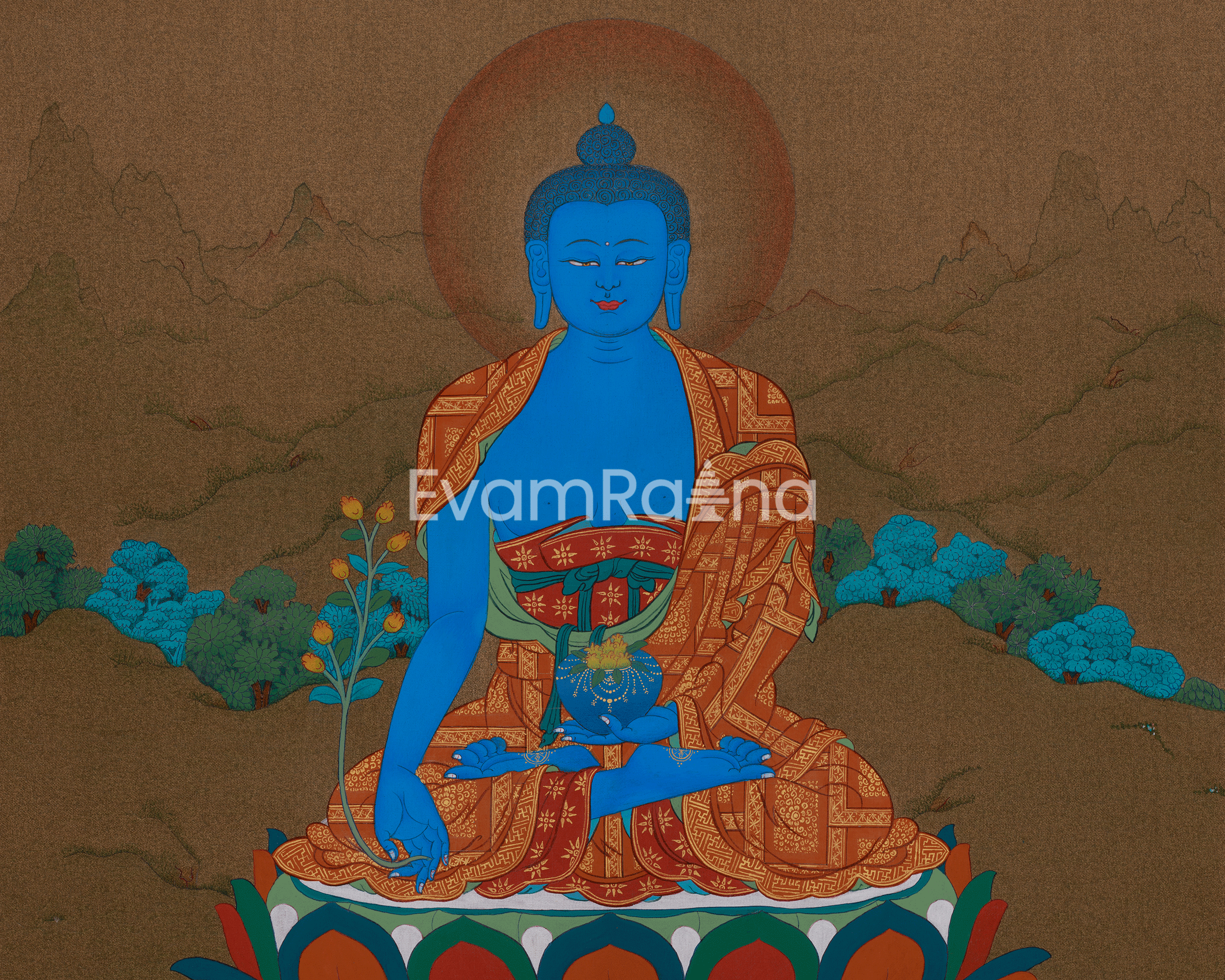 Medicine Buddha Sacred Art | A Masterpiece of Divine Healing and Spiritual Protection