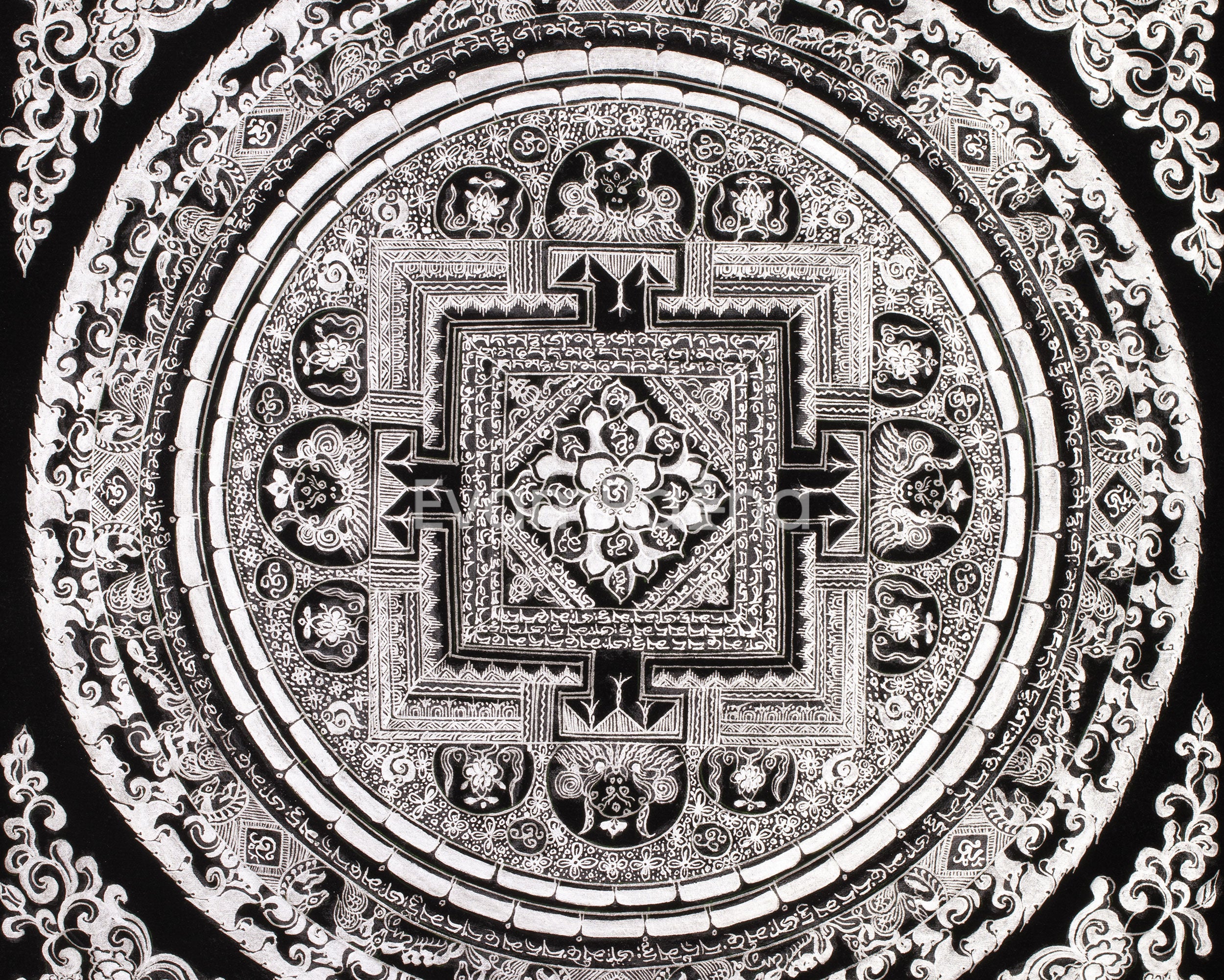 Sacred Pure Silver Mantra Mandala | Symbol of Compassion and Enlightenment