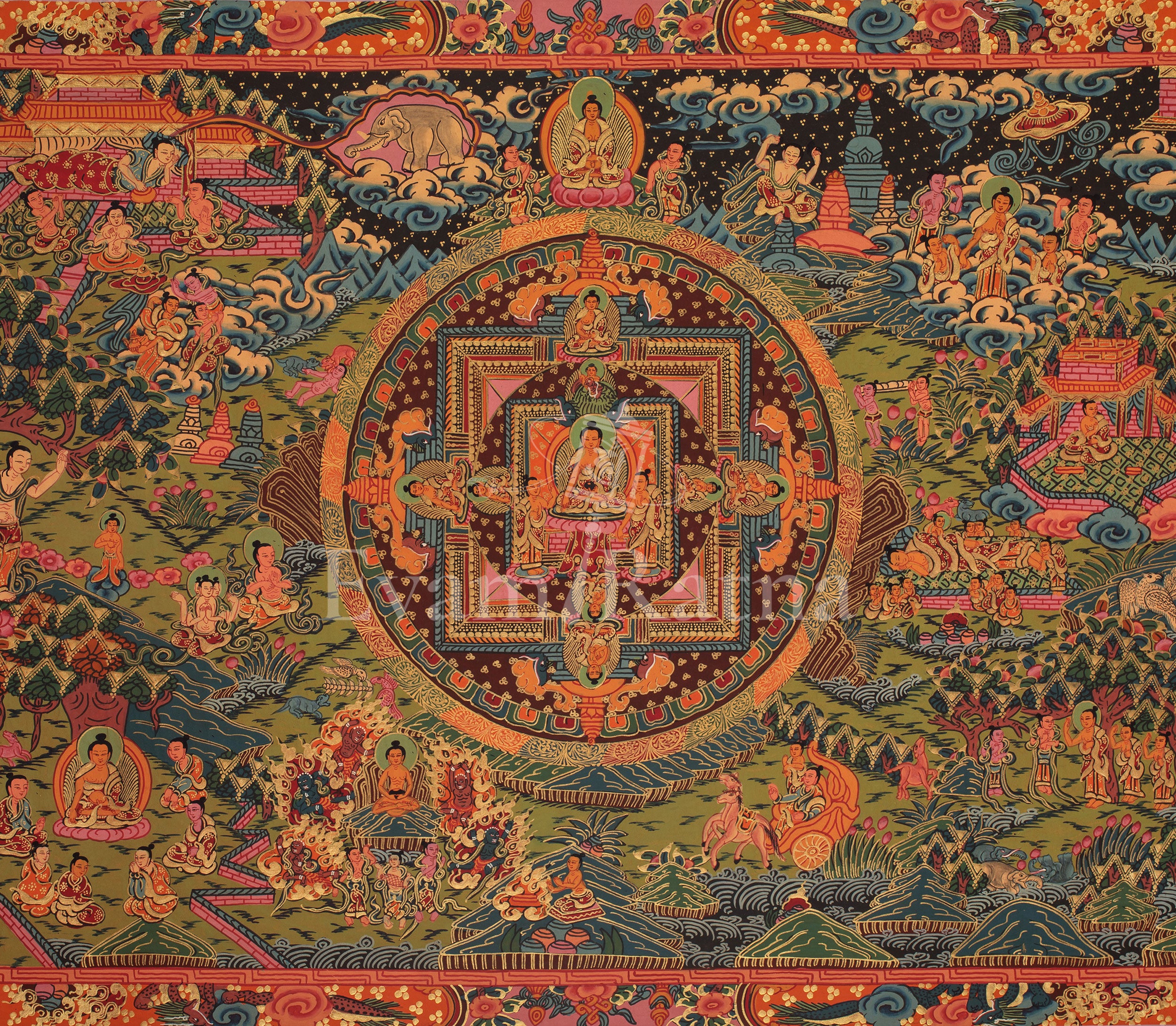 Authentic Buddha Life Story Thangka | Shakyamuni Buddha’s Path to Enlightenment