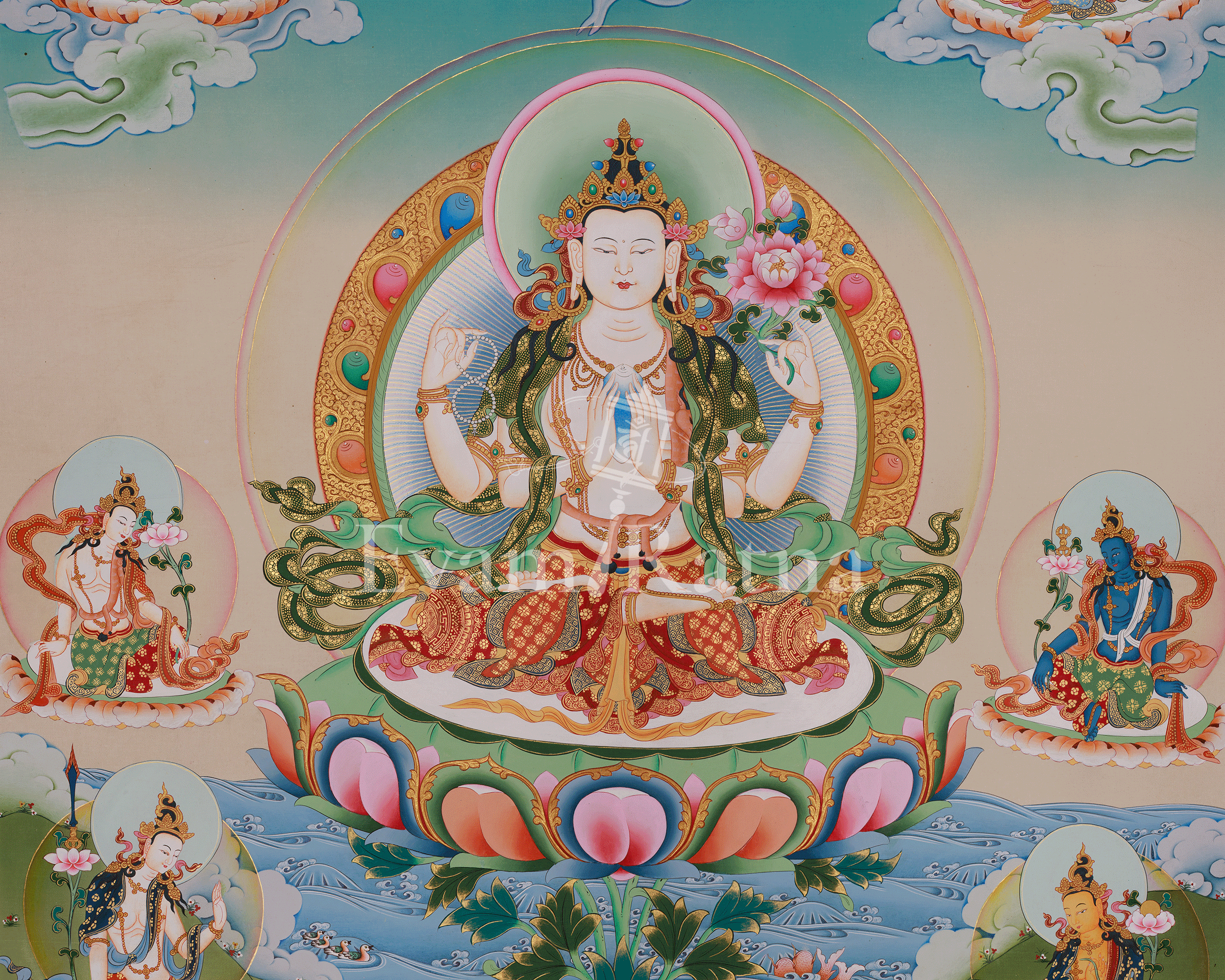 Buddhist Thangka of Bodhisattva Chenrezig | The Embodiment of Compassion