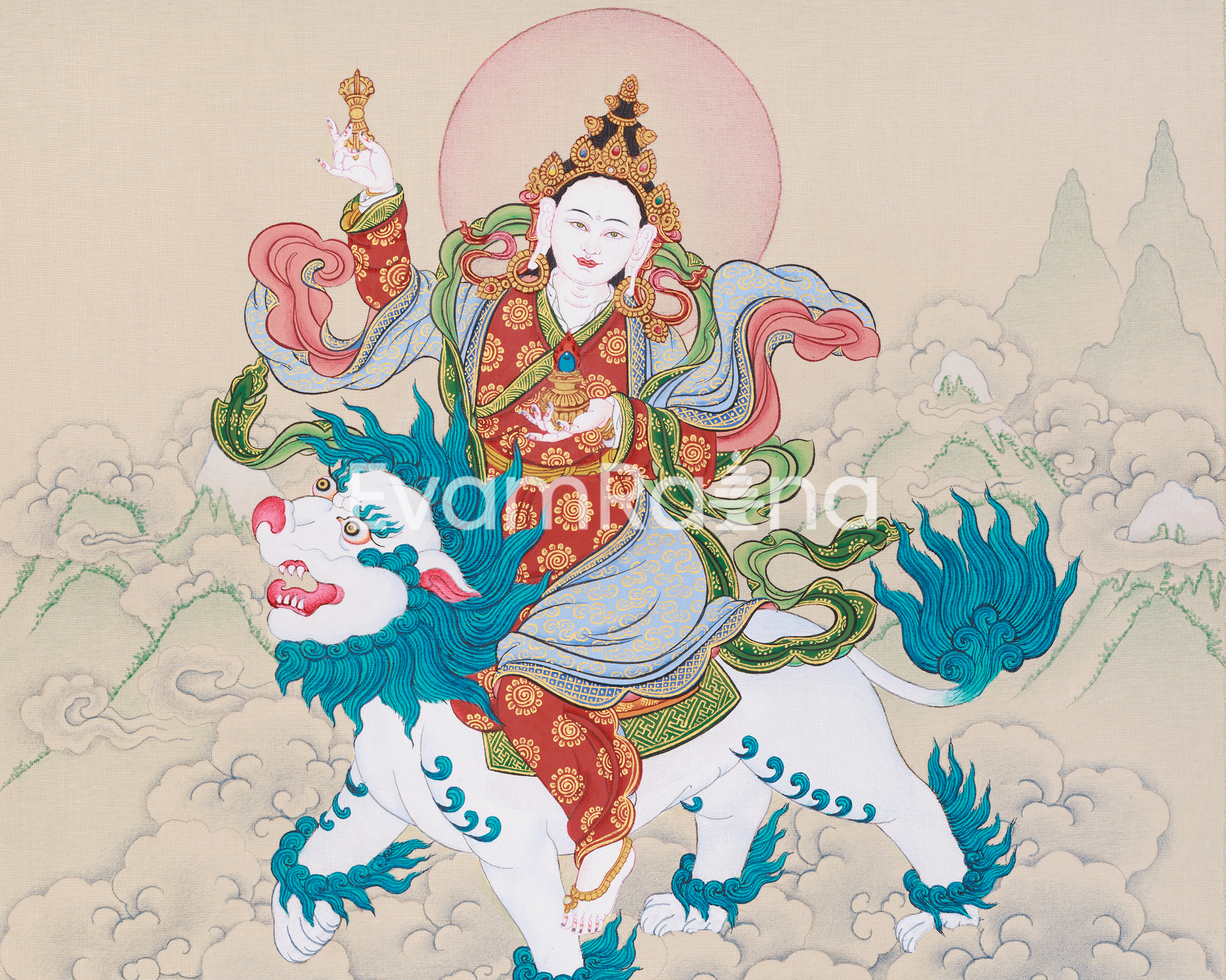 Original Hand-Painted Tsheringma, Longevity Goddess Thangka | Protector of Life