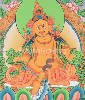 Dzambhala Divine Thangka Artwork | Embodiment of Abundance | Art for Meditation