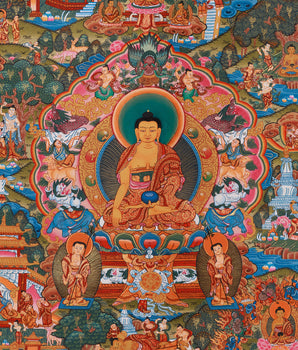 Exquisite Buddha's Life Story Thangka | A Meditative Guide to Enlightenment