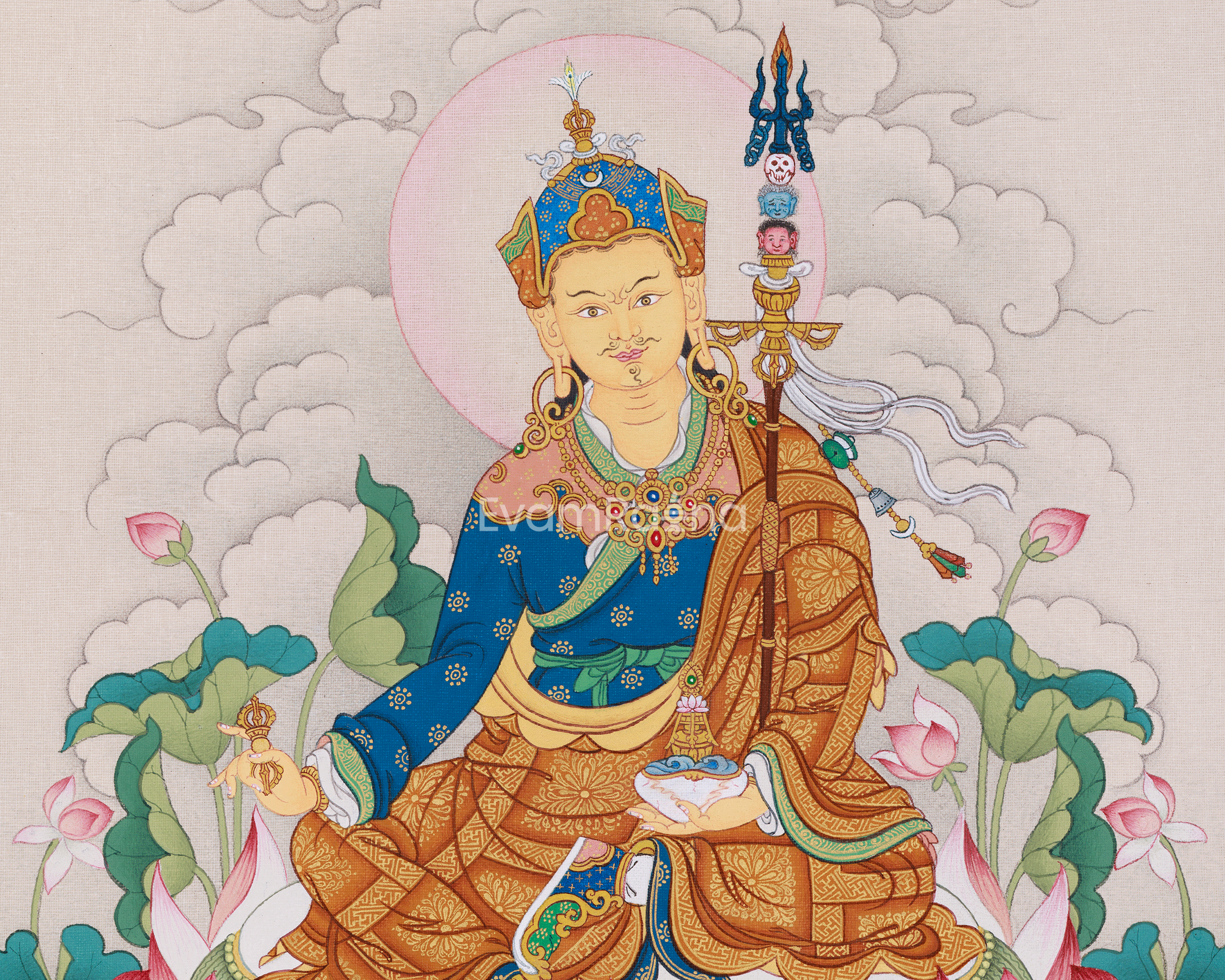 The Teacher of the Dharma, Guru Rinpoche | A Sacred Thangka of Wisdom and Protection