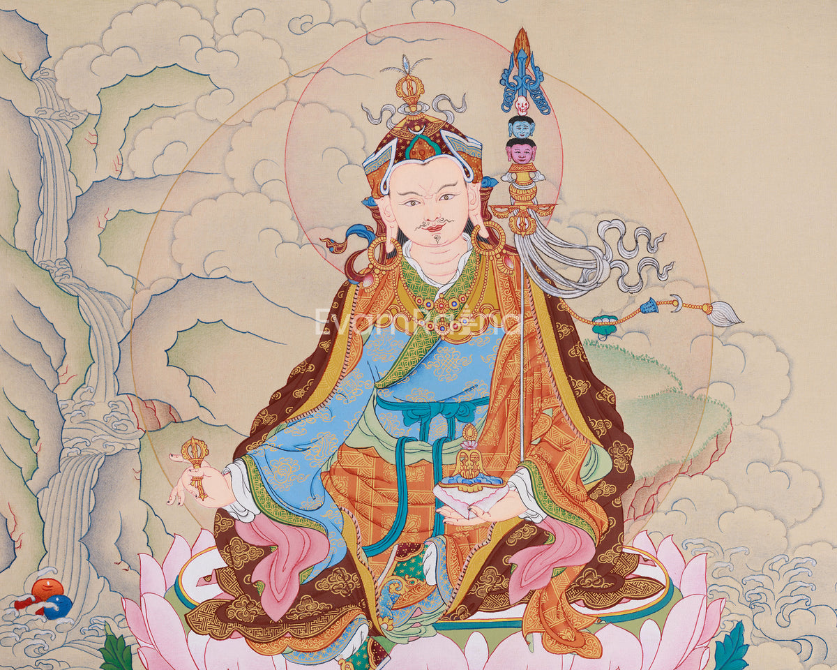 Hand-Painted Spiritual Leader, Guru Padmasambhava | The Lotus Guru of Protection