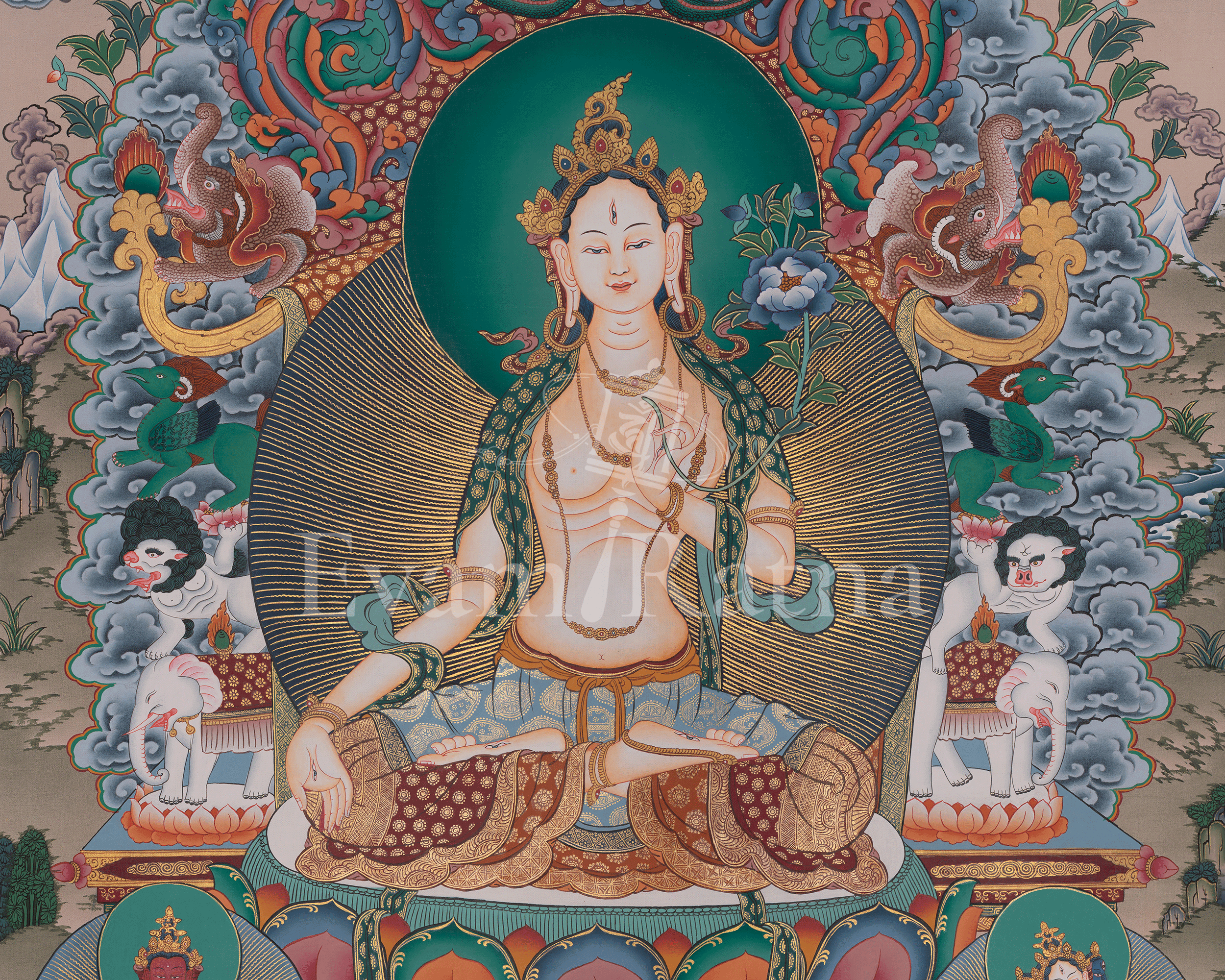 White Tara Buddhist Painting | Sacred Art of Compassion and Longevity