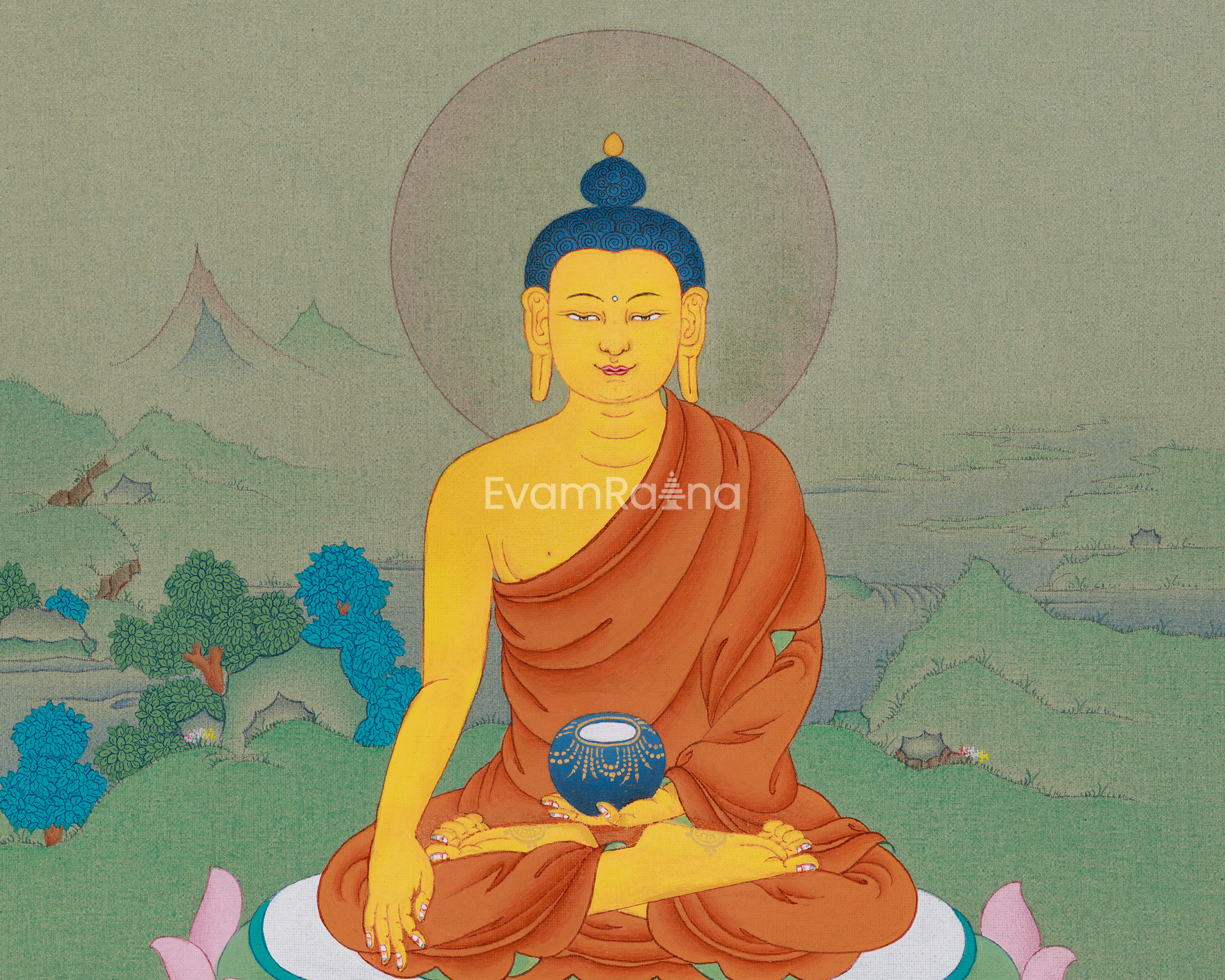 Thangka of Historical Buddha, Shakyamuni | The Enlightened One, Representing Wisdom and Compassion