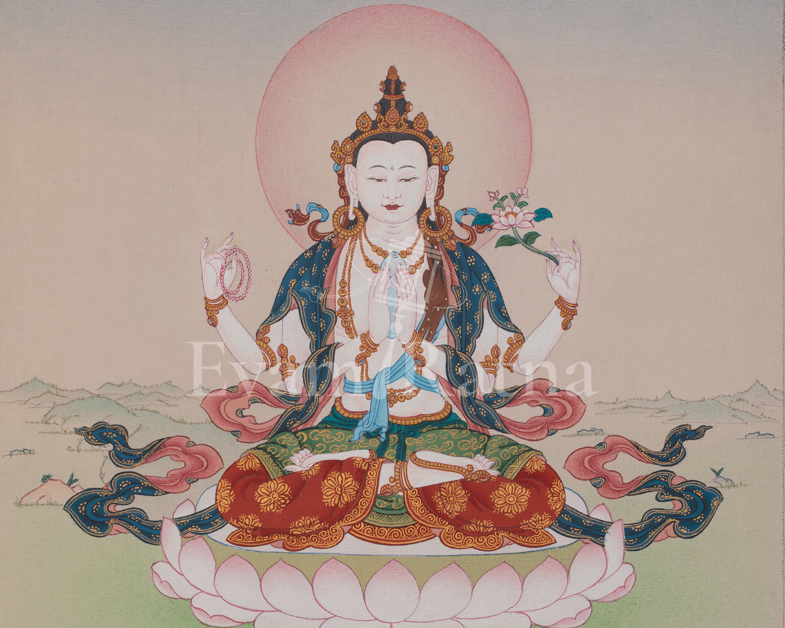 Himalayan Chenrezig Thangka | Compassion Buddha Artwork | Symbol of Boundless Love
