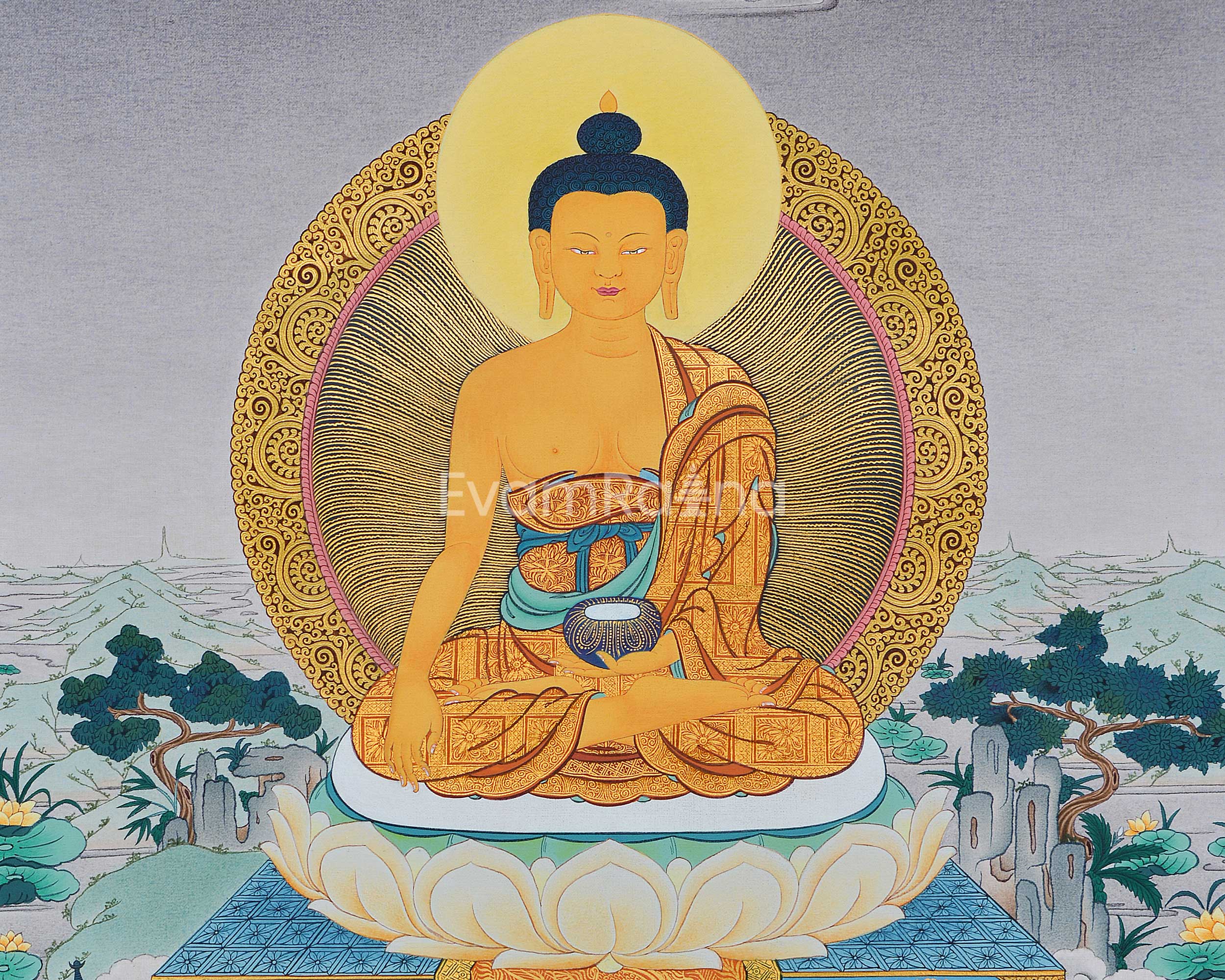 Historical Buddha Canvas Print | Tibetan Artwork of Shakyamuni Buddha