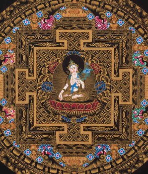White Tara Mandala Thangka Painting | Tibetan Wall Decoration Thangka