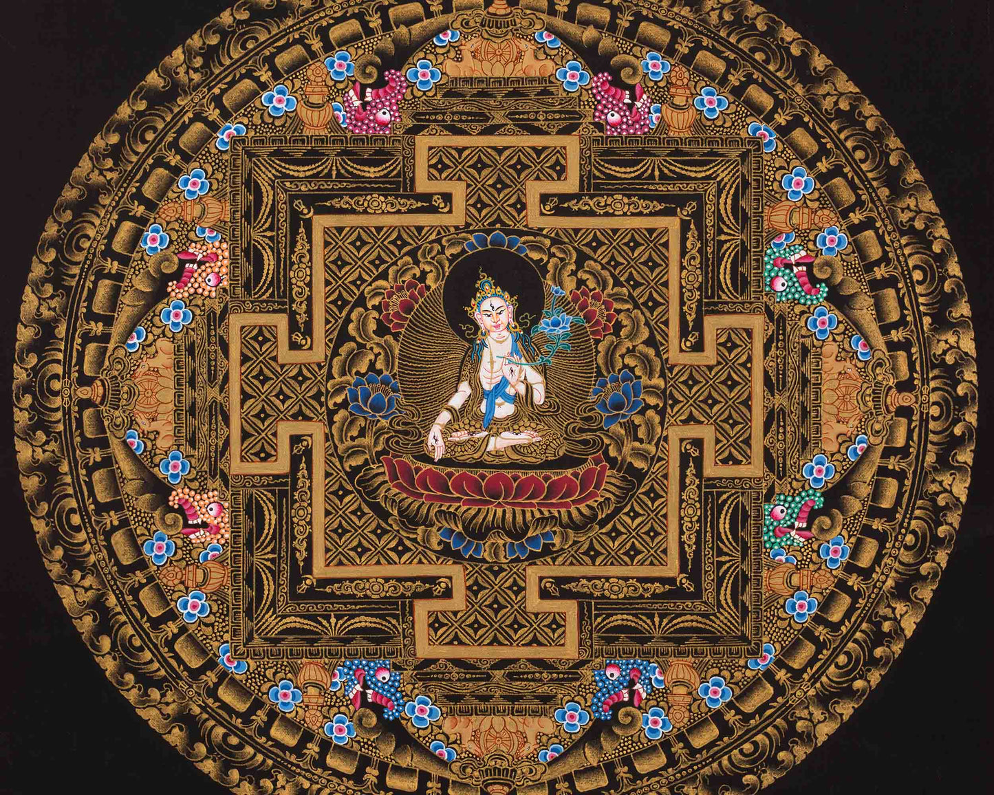 White Tara Mandala Thangka Painting | Tibetan Wall Decoration Thangka