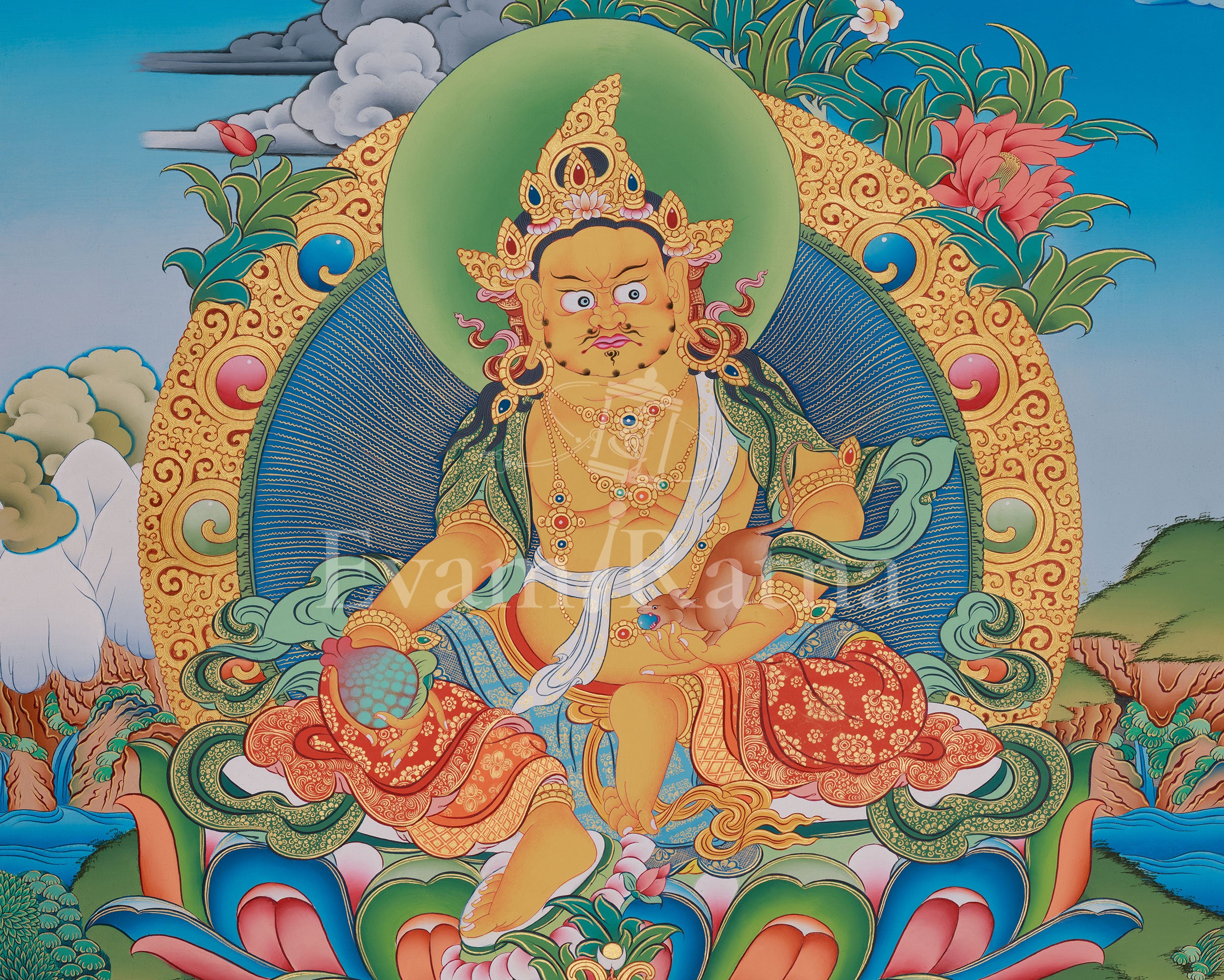 Deity of Wealth Dzambhala Thangka | Spiritual Prosperity And Abundance