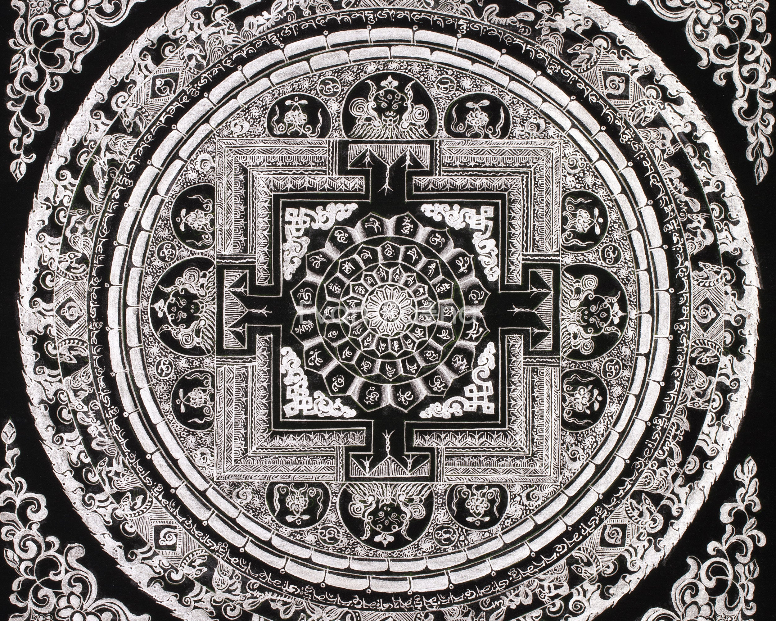 High-Quality Mantra Mandala in Pure Silver | Tibetan Buddhist Symbol for Protection