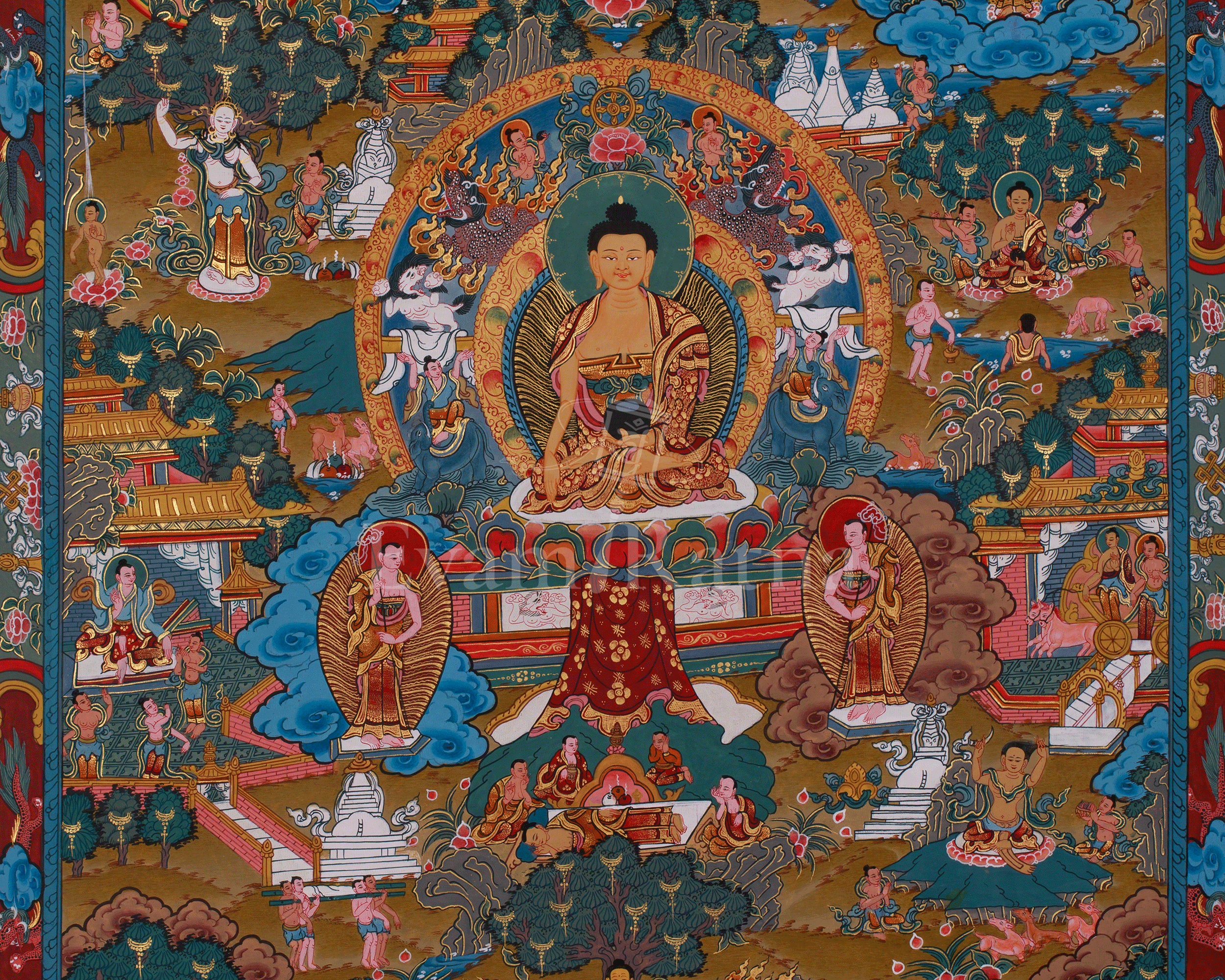 Tibetan Thangka of Buddha Life History | Sage of Shakya Clan
