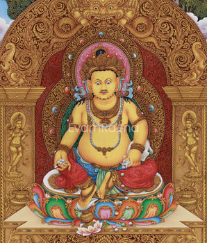 Dzambhala, Deity of Prosperity and Fortune | Radiant Paubha Art for Abundance