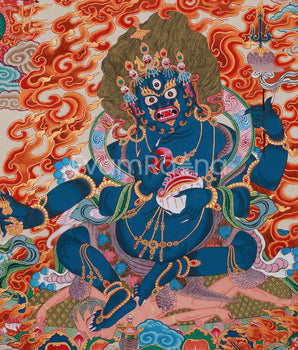 4-Armed Mahakala Painting | Fierce Protector Deity of Wisdom and Power