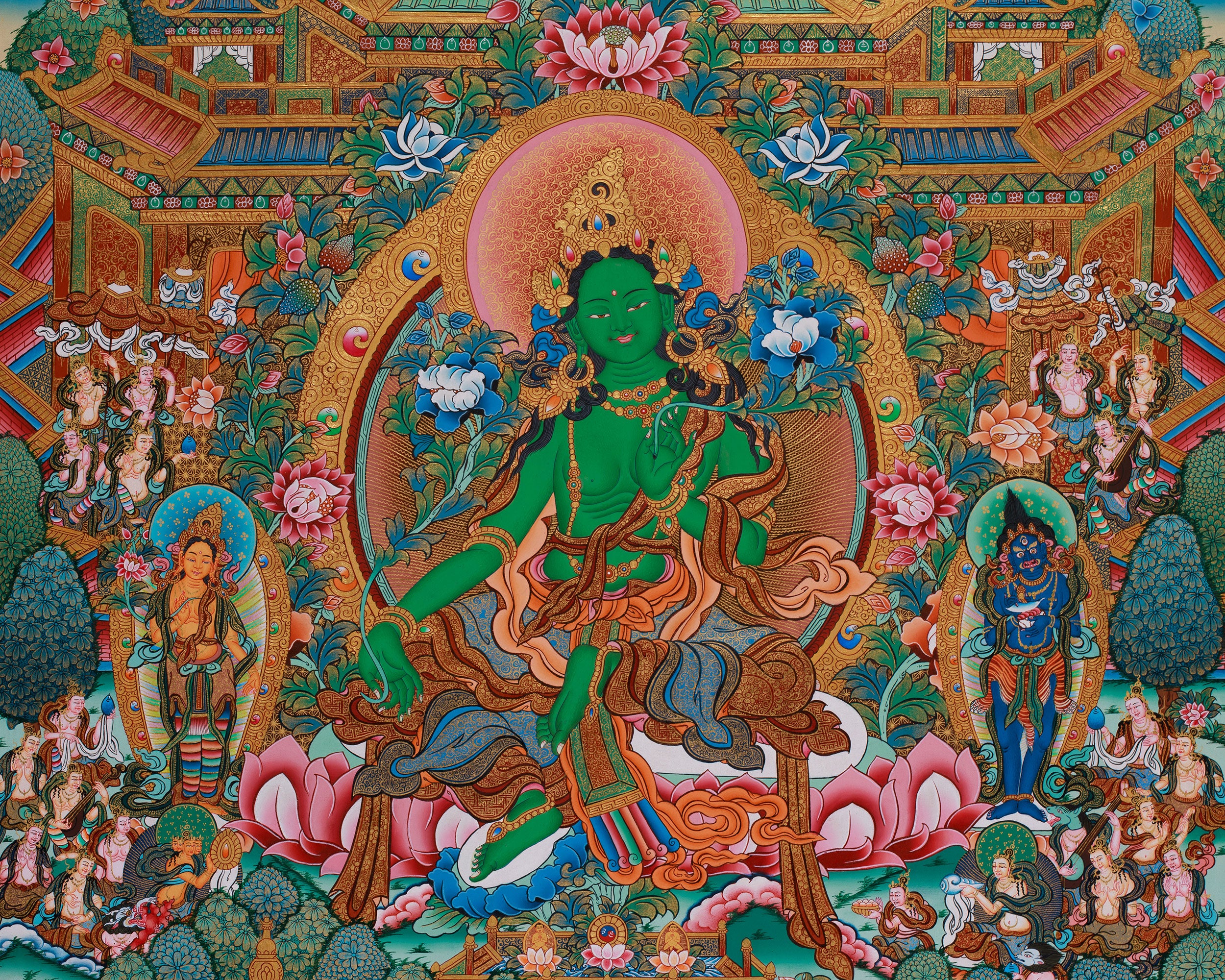 Turquoise Pure Land of Green Tara | Divine Realm of the Swift-Acting Bodhisattva of Compassion & Protection