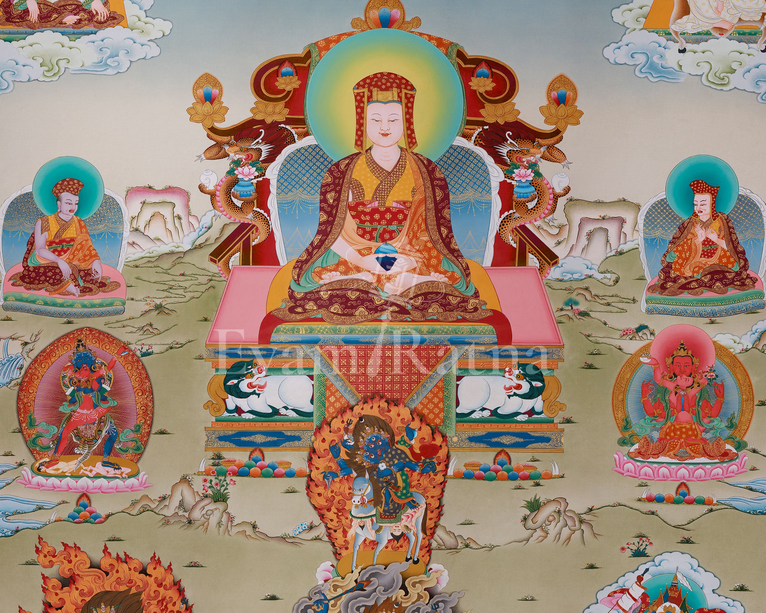 Traditional Thangka of Gompopa | Kagyu Lineage Master Buddhist Art