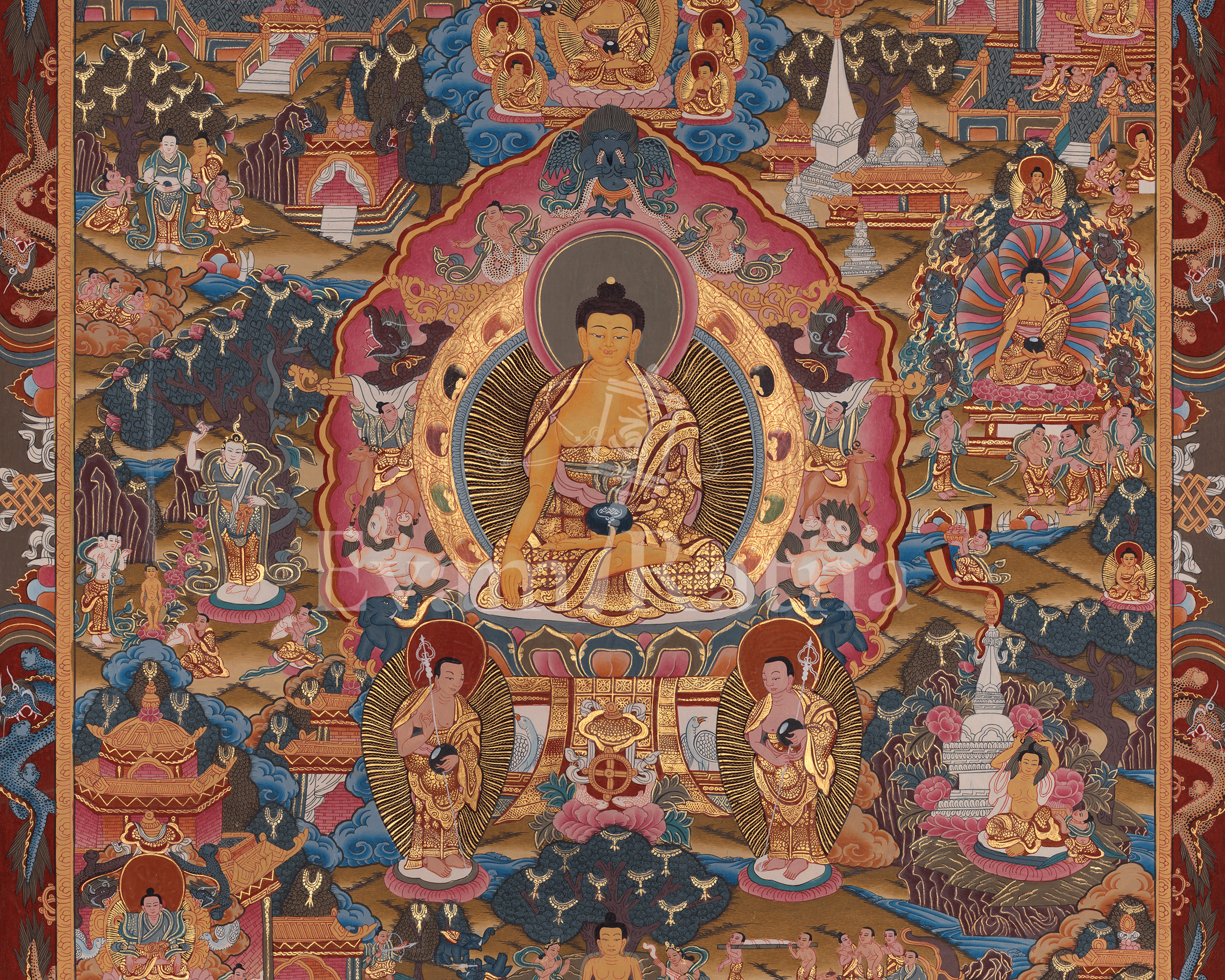 Buddha Life Story Himalayan Artwork | Buddha’s Path from Birth to Enlightenment