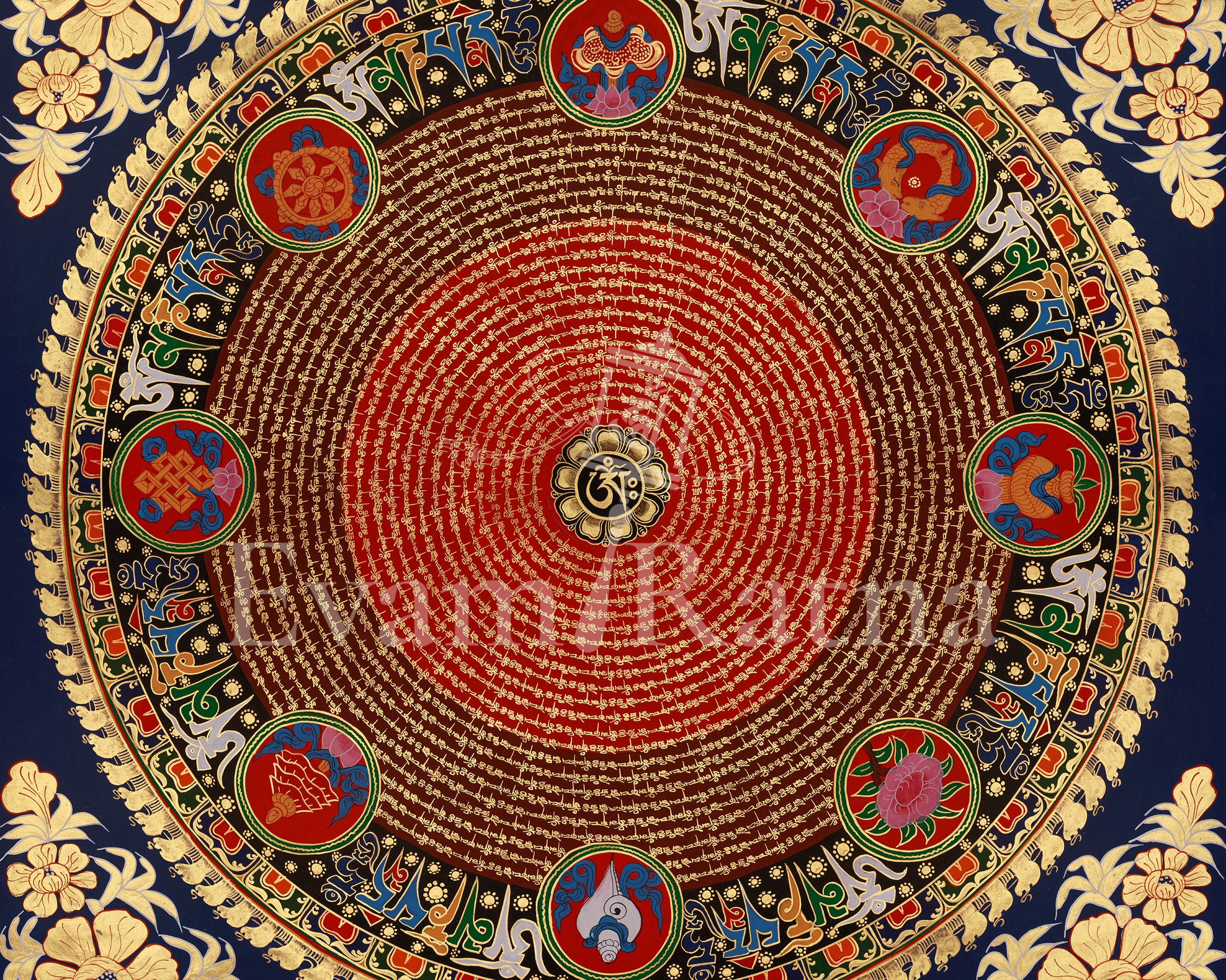 Tibetan Art of Mantra Mandala | Buddhist Meditation Artwork with Traditional Symbolism