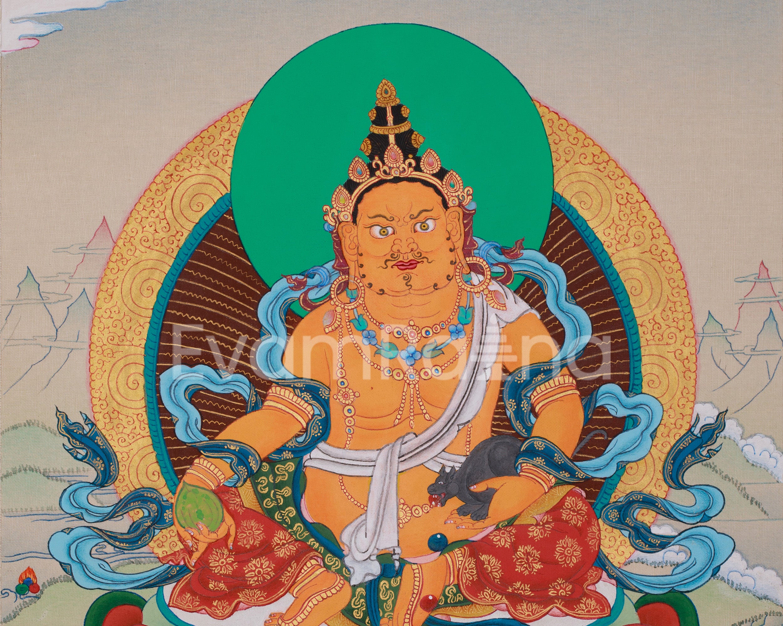 Thangka of Dzambhala | The Buddha of Wealth, Prosperity, and Abundance