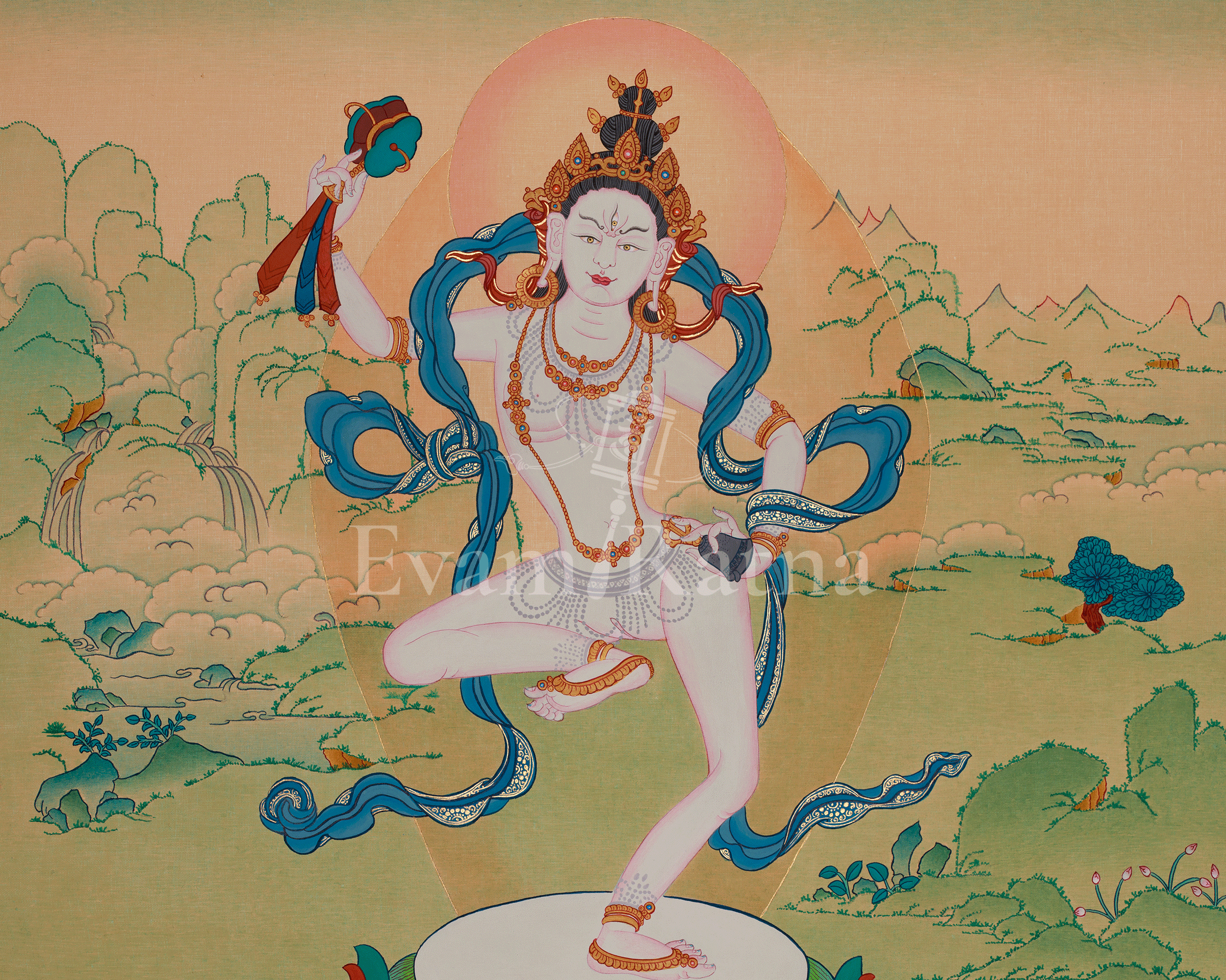 Tibetan Machig Labdron Thangka | Tibetan Yogini | The founder of The Chöd