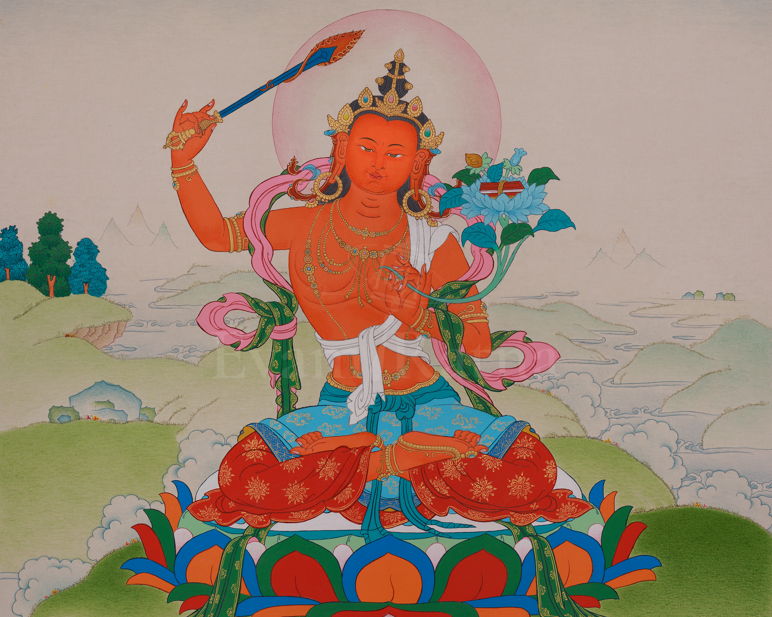 Manjushri Bodhisattva Artwork | Transcendent Wisdom in Mahayana Buddhism