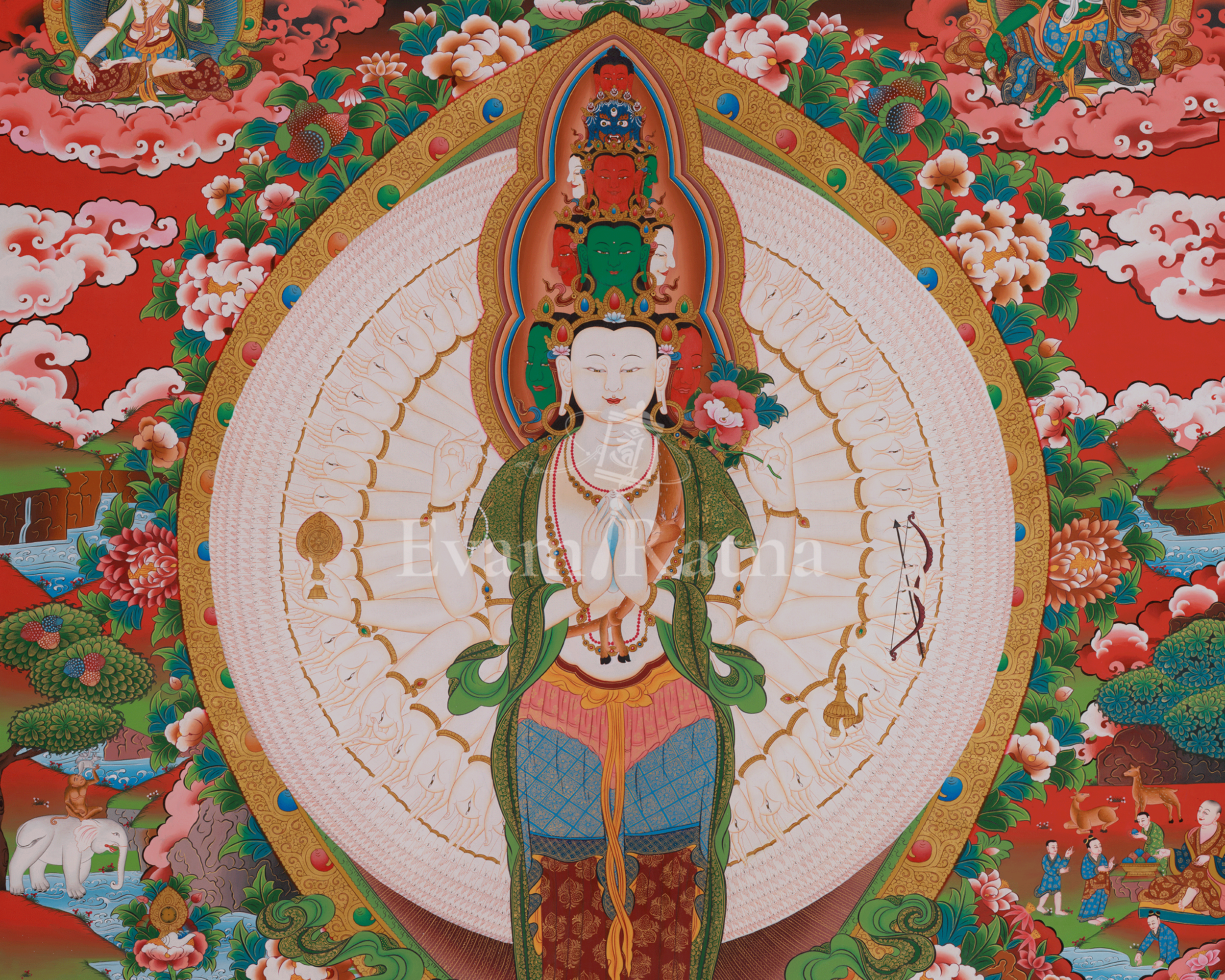 Tibetan Art of 1000 Armed Chenrezig | Compassion and Protection Deity