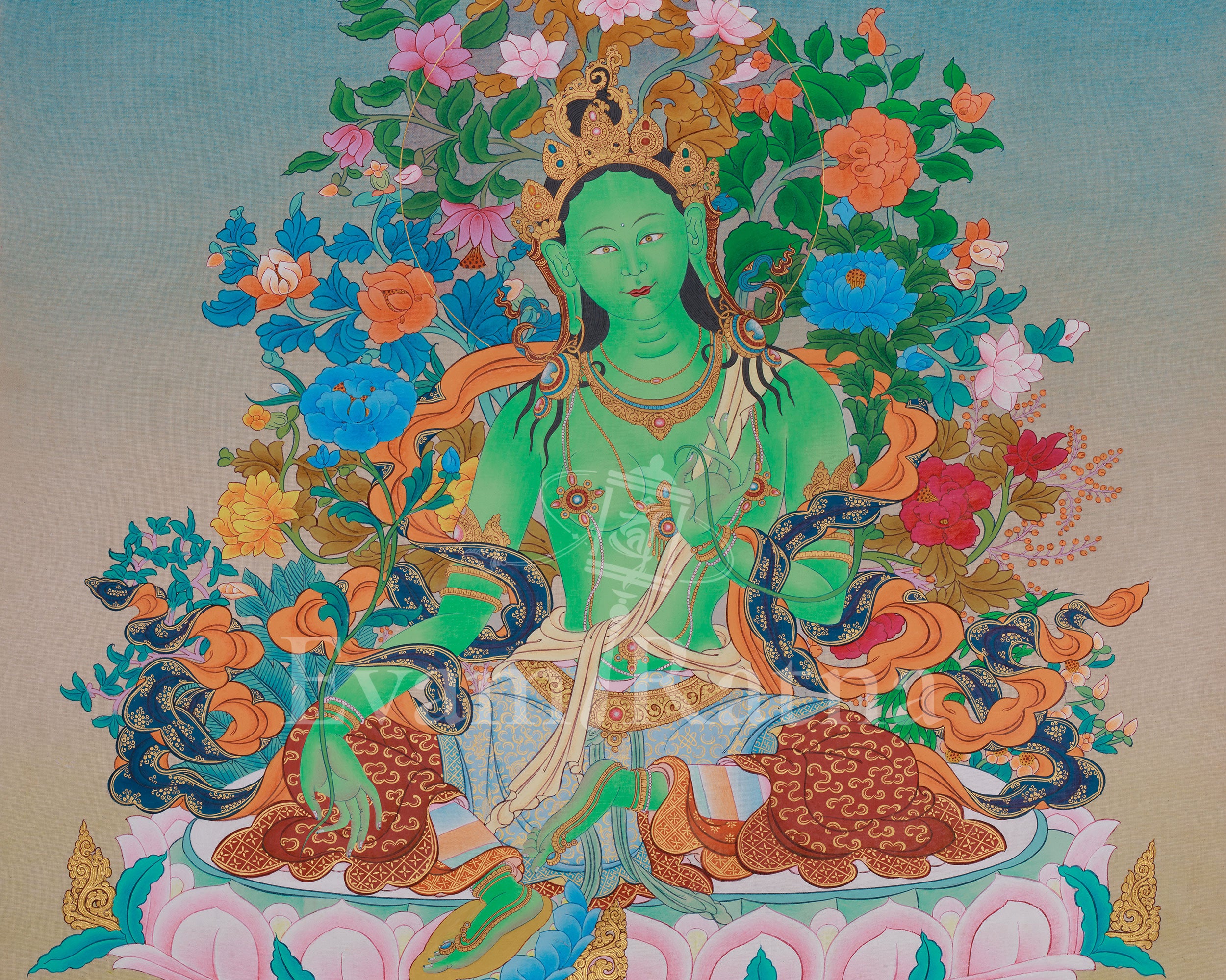 Shyama Tara Art | Green Tara | Compassion Goddess | Wall Hanging