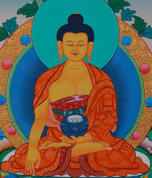 Hand Painted Shakyamuni Buddha Thangka | Tibetan Buddhist Wall Art