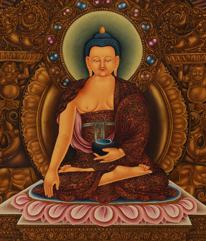 Majestic Gotama Buddha Artwork | Realistic Paubha Style Buddha