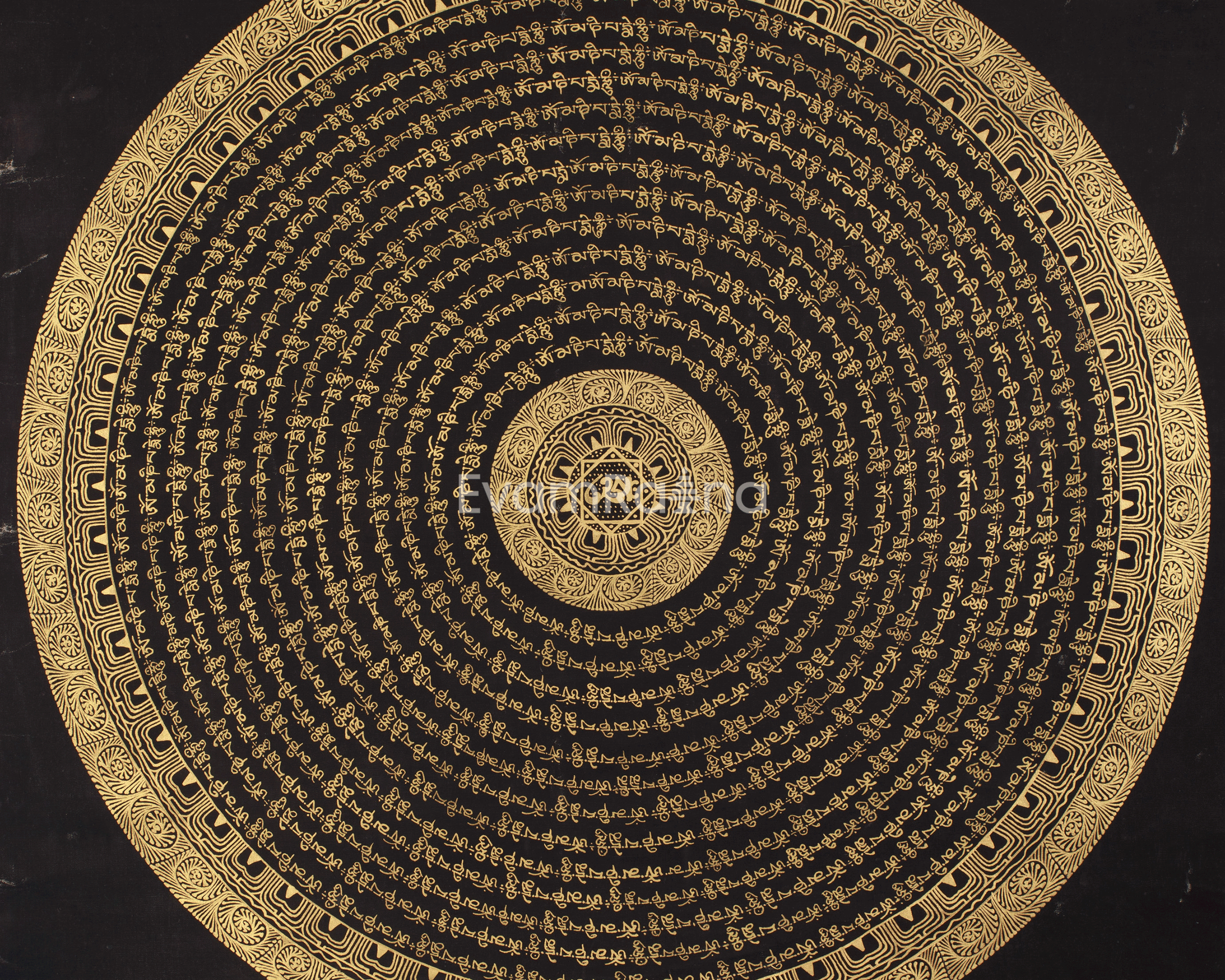 Sacred Mantra Mandala Thangka | Tibetan Buddhism Art | Spiritual Compassion Thangka