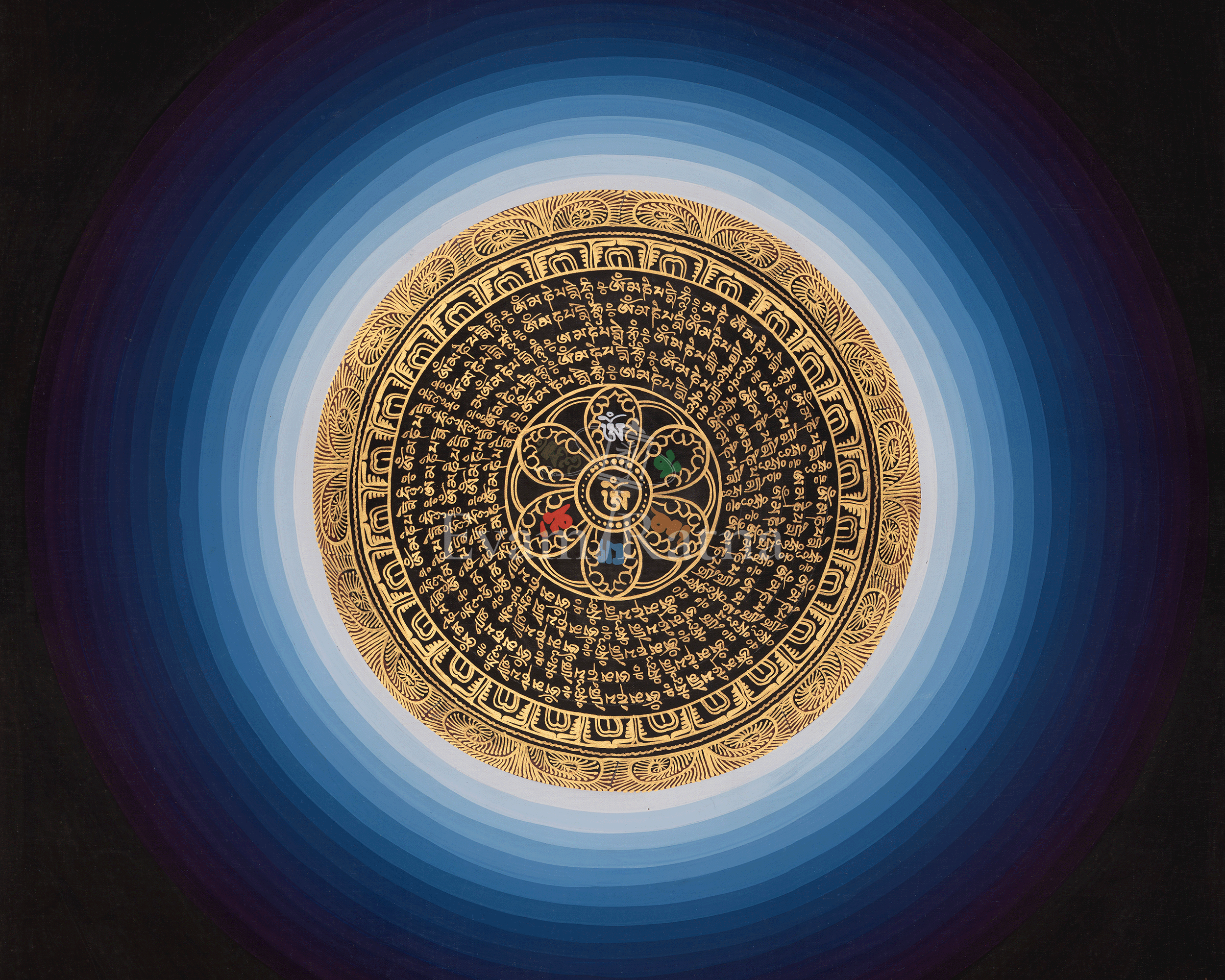 Mantra Mandala Buddhist Thangka | Sacred Mantra Visualization Artwork