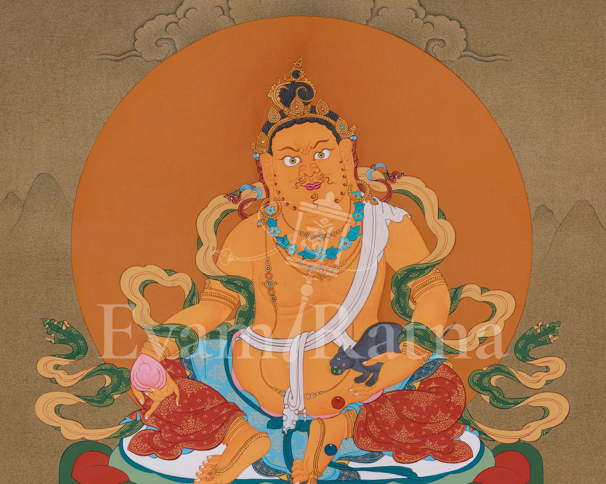 Yellow Dzambhala, God of Wealth Thangka | Divine Prosperity and Abundance