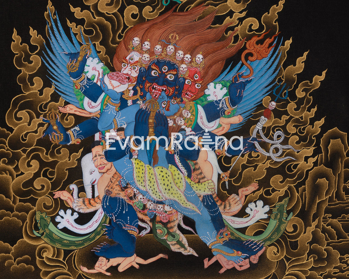 Wrathful Deity Vajrakilaya Thangka | Tibetan Tantric Deity | Fierce Compassion