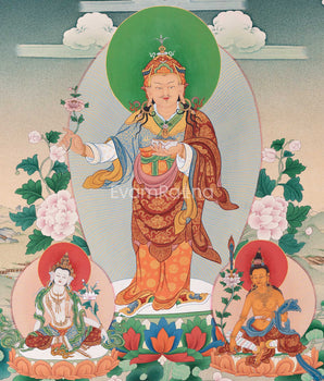 Tibetan Standing Guru with Four Bodhisattva | High-Quality Giclee Canvas Print