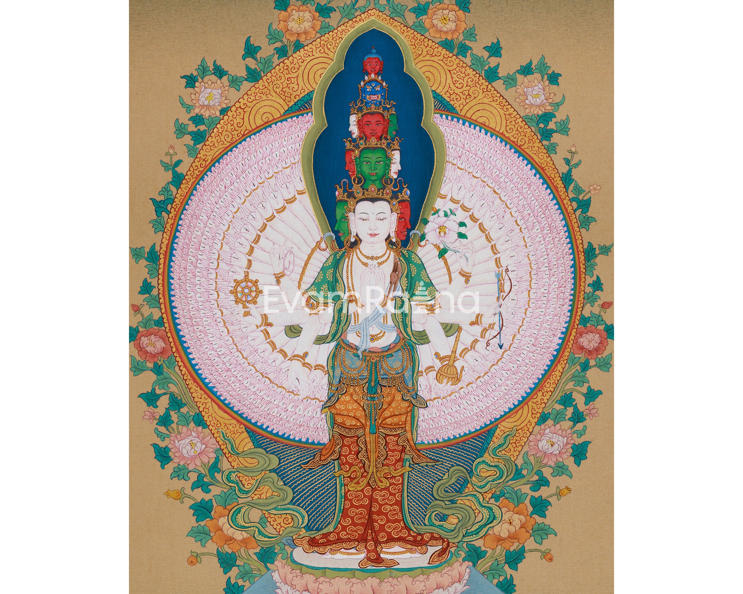 1000-Armed Avalokiteshvara Painting | A Divine Representation of Infinite Compassion and Protection