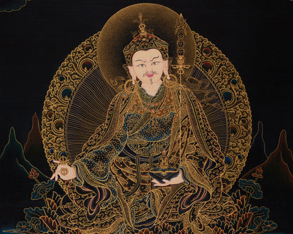 Gold Thangka of Guru Rinpoche | Precious Teacher of Tibetan Buddhism