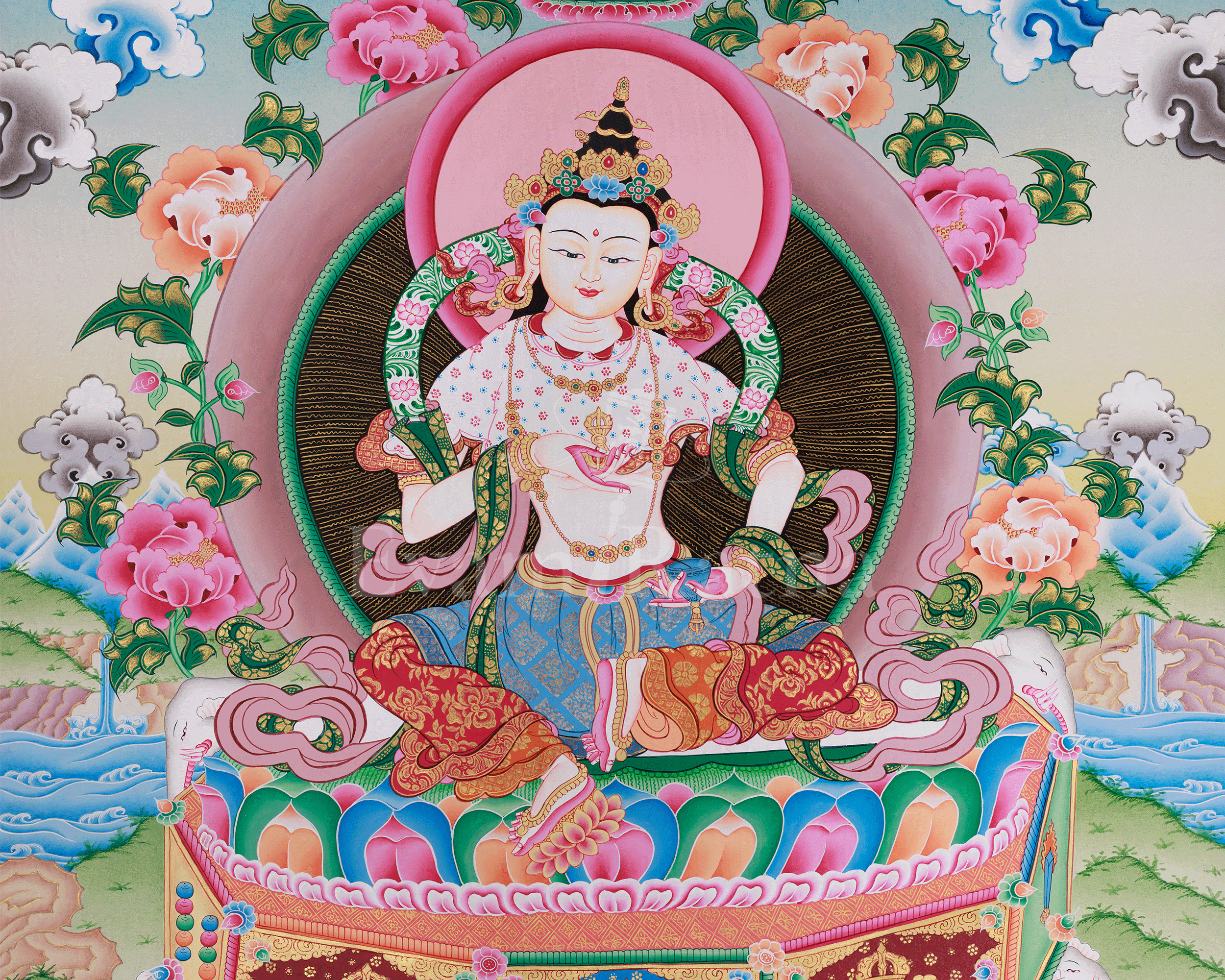 Vajrasattva Buddha Thangka | A Sacred Representation of Purification and Enlightenment