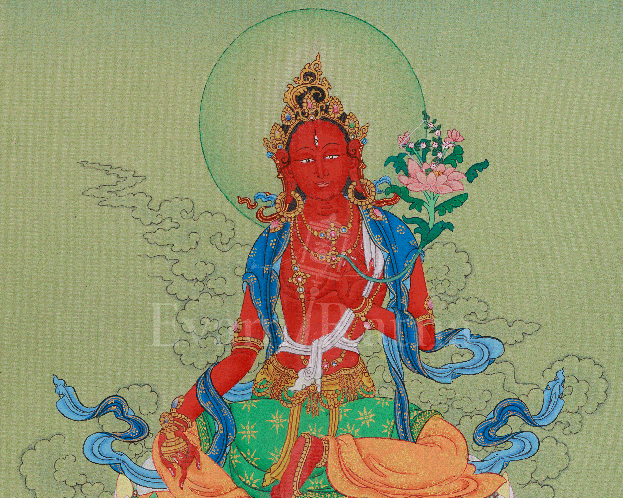 Red Tara Tibetan Thangka | Feminine Force of Transformation