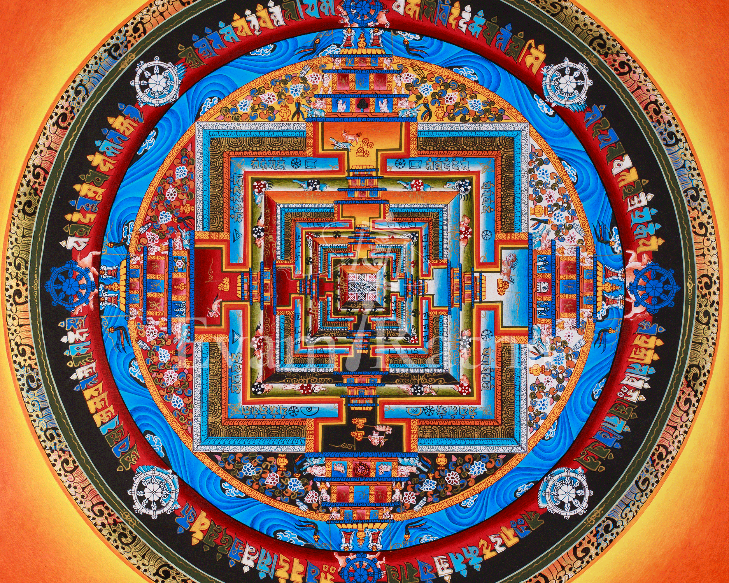 Sacred Kalachakra Mandala Painting | Traditional Tibetan Buddhist Artwork