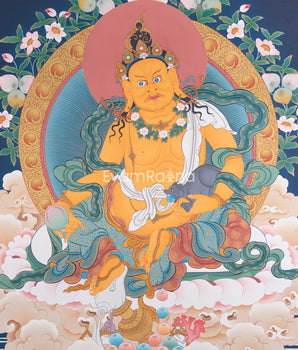 Dzambhala Thangka Print | The Wealth Deity Digital Print | Tibetan Buddhist Art